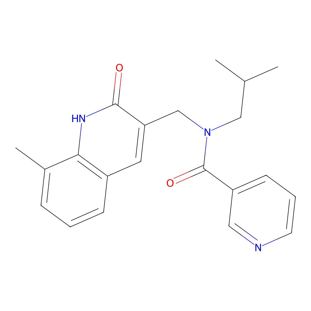 N-[(8-methyl-2-oxo-1H-quinolin-3-yl)methyl]-N-(2-methylpropyl)pyridine-3-carboxamide molecular structure, CAS 838887-56-2