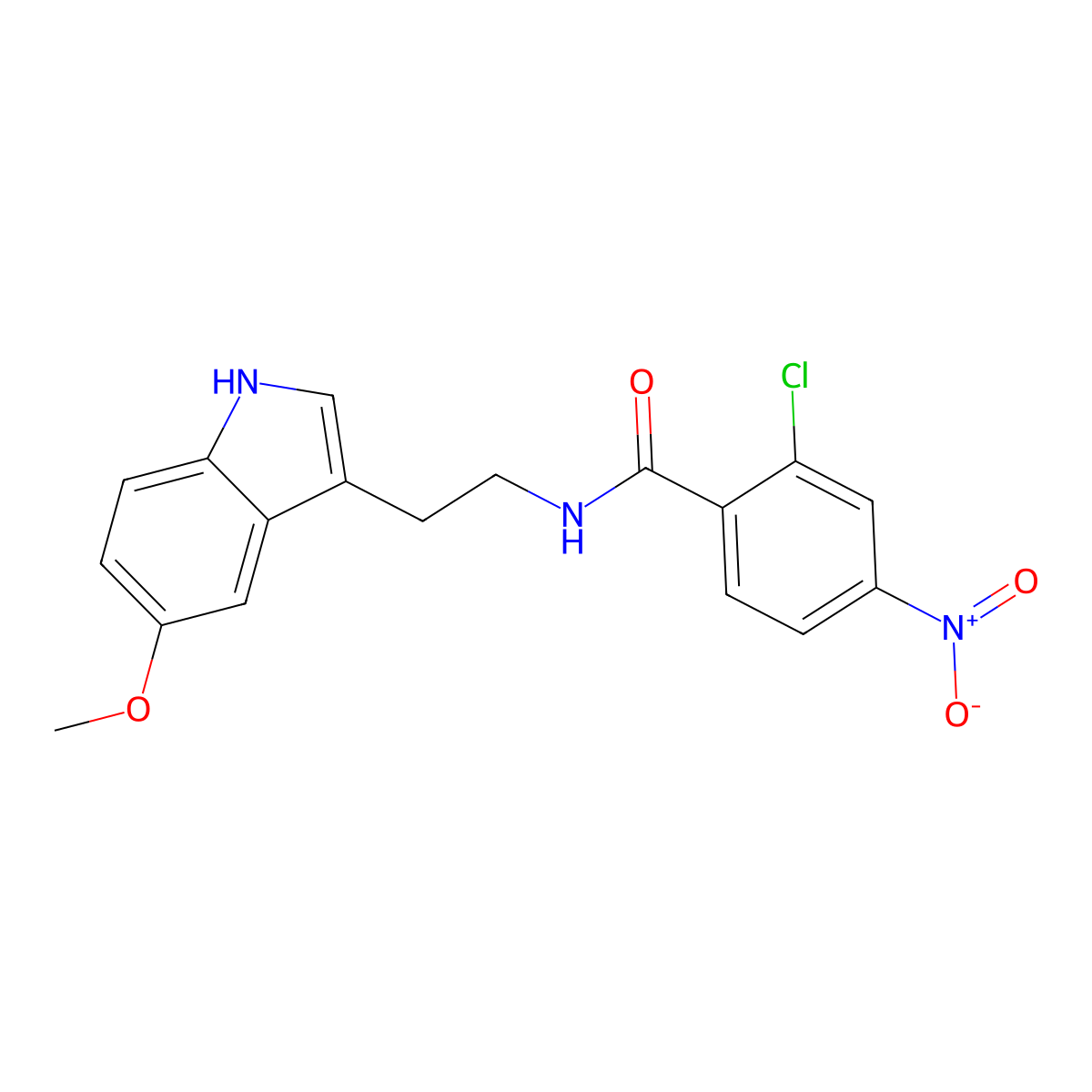2-chloro-N-[2-(5-methoxy-1H-indol-3-yl)ethyl]-4-nitrobenzamide molecular structure, CAS 838887-58-4