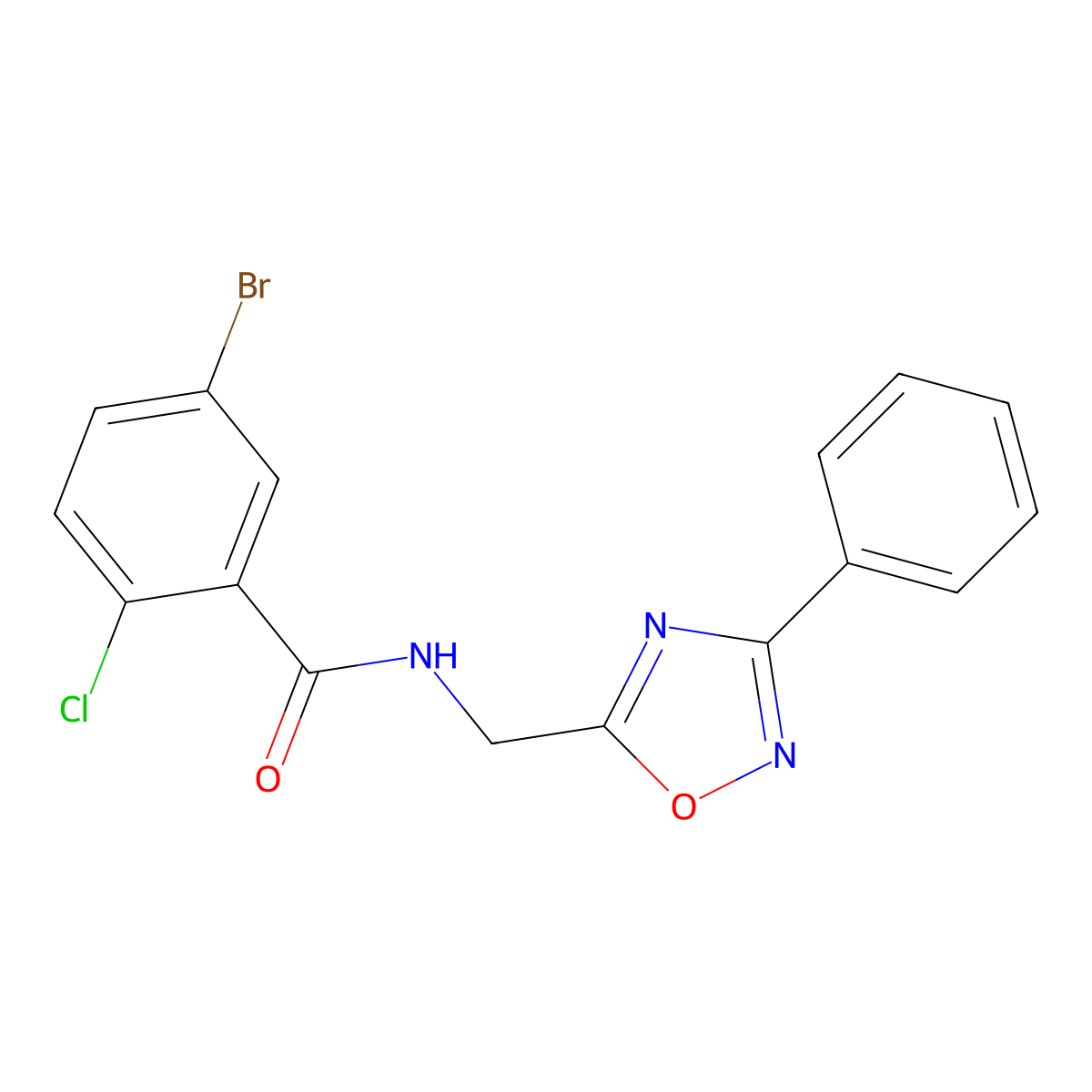 5-bromo-2-chloro-N-[(3-phenyl-1,2,4-oxadiazol-5-yl)methyl]benzamide molecular structure, CAS 838887-78-8
