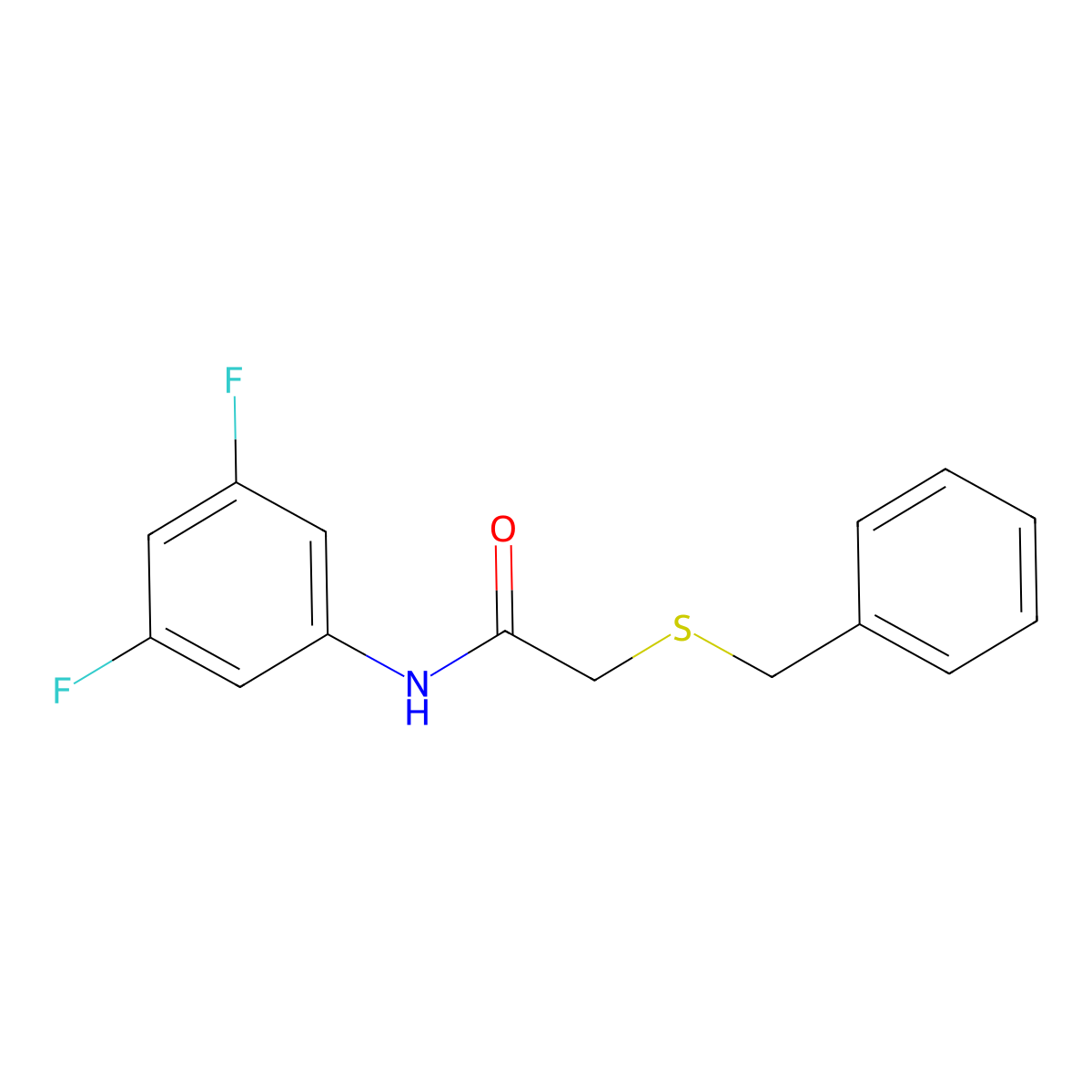 2-benzylsulfanyl-N-(3,5-difluorophenyl)acetamide molecular structure, CAS 838887-86-8