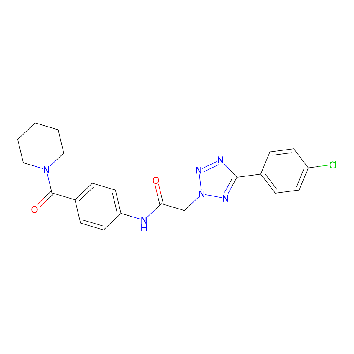 2-[5-(4-chlorophenyl)tetrazol-2-yl]-N-[4-(piperidine-1-carbonyl)phenyl]acetamide molecular structure, CAS 838887-95-9