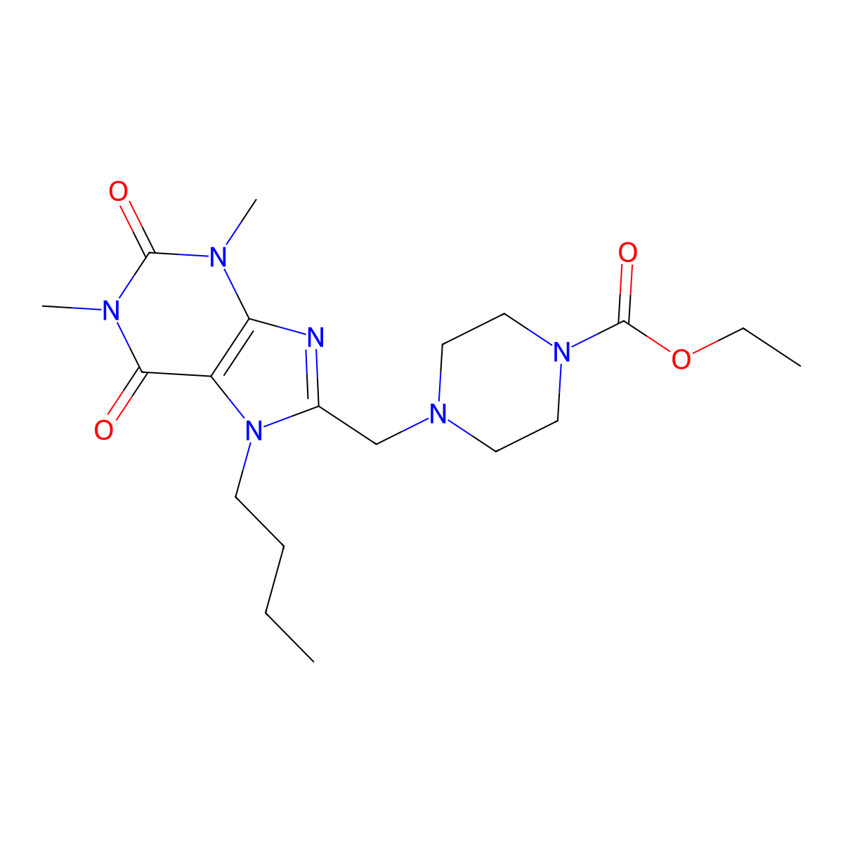 Ethyl 4-[(7-butyl-1,3-dimethyl-2,6-dioxopurin-8-yl)methyl]piperazine-1-carboxylate molecular structure, CAS 838888-09-8