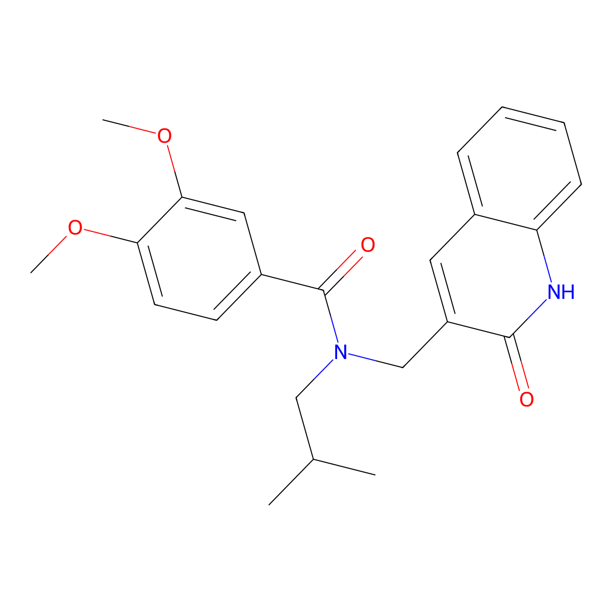 3,4-dimethoxy-N-(2-methylpropyl)-N-[(2-oxo-1H-quinolin-3-yl)methyl]benzamide molecular structure, CAS 838888-10-1