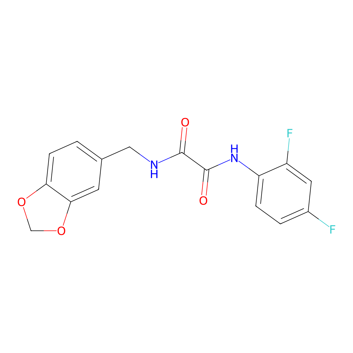 N-(1,3-benzodioxol-5-ylmethyl)-N'-(2,4-difluorophenyl)oxamide molecular structure, CAS 838888-11-2