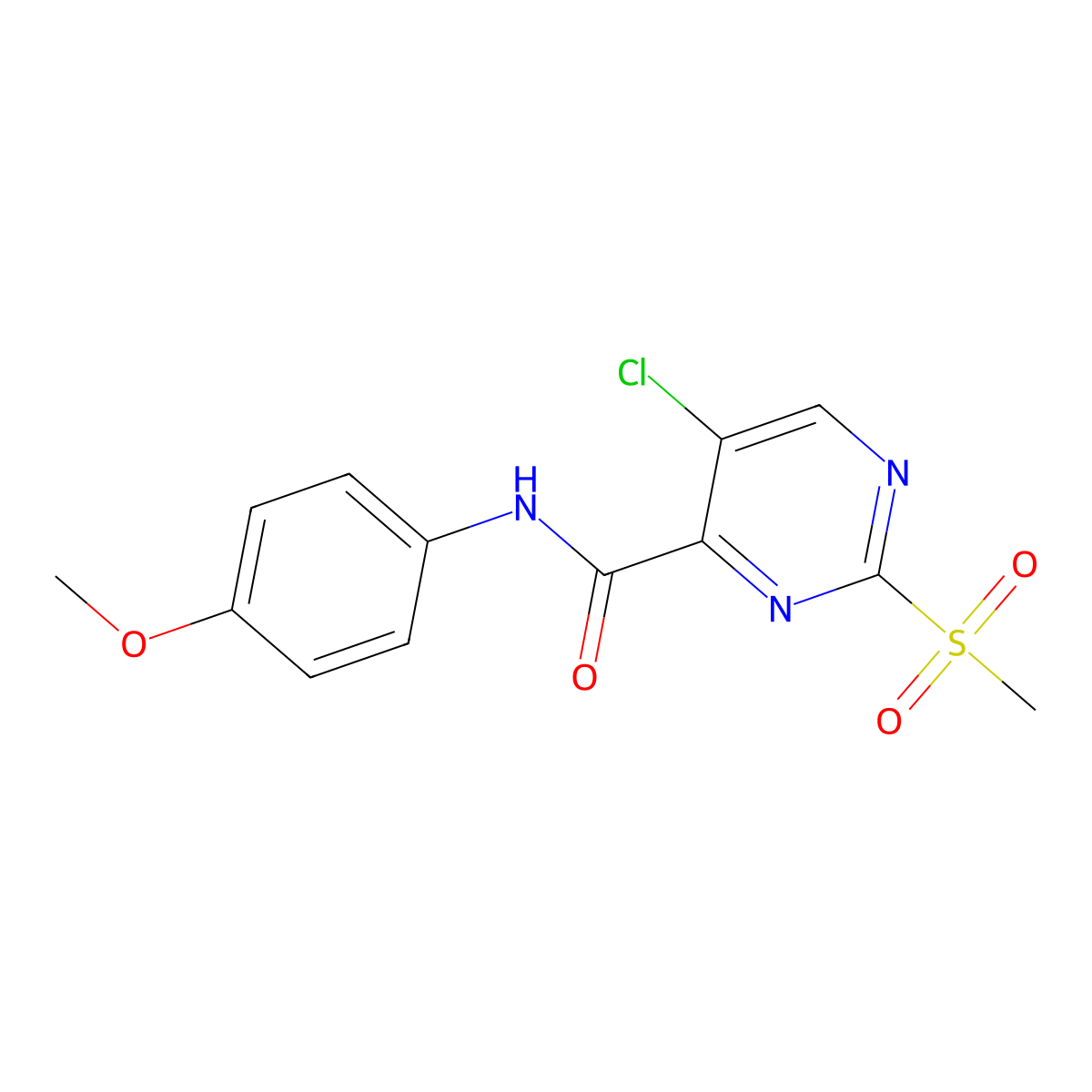 5-chloro-N-(4-methoxyphenyl)-2-methylsulfonylpyrimidine-4-carboxamide molecular structure, CAS 838888-20-3
