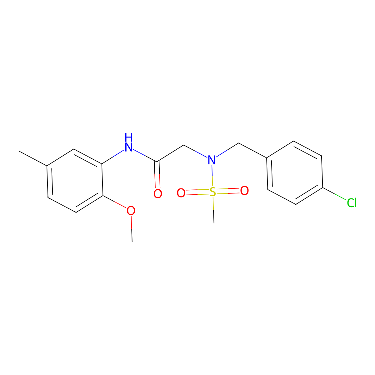 2-[(4-chlorophenyl)methyl-methylsulfonylamino]-N-(2-methoxy-5-methylphenyl)acetamide molecular structure, CAS 838888-21-4