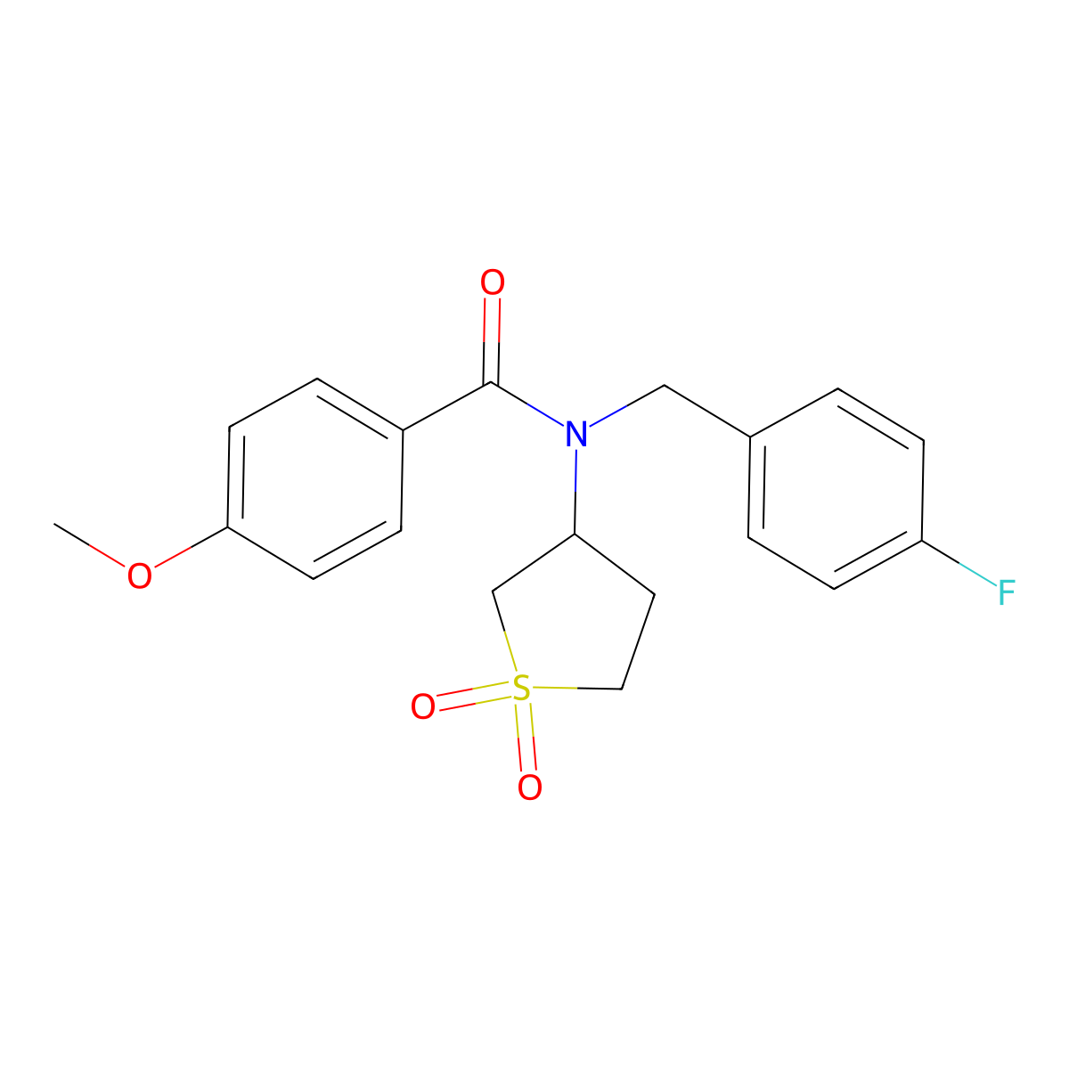 N-(1,1-dioxidotetrahydrothiophen-3-yl)-N-(4-fluorobenzyl)-4-methoxybenzamide molecular structure, CAS 838888-46-3
