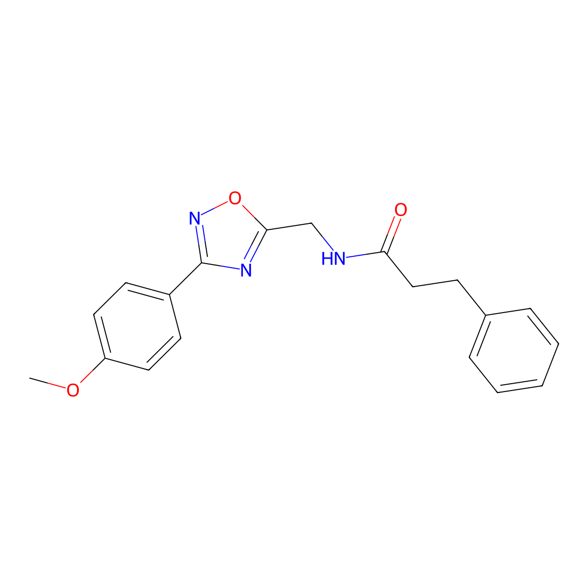 N-[[3-(4-methoxyphenyl)-1,2,4-oxadiazol-5-yl]methyl]-3-phenylpropanamide molecular structure, CAS 838888-56-5