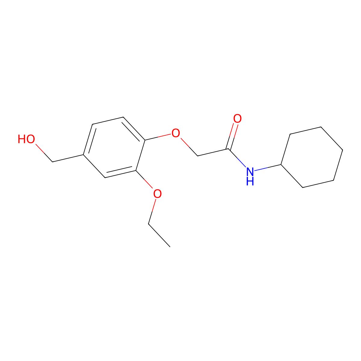 N-cyclohexyl-2-[2-ethoxy-4-(hydroxymethyl)phenoxy]acetamide molecular structure, CAS 838888-57-6