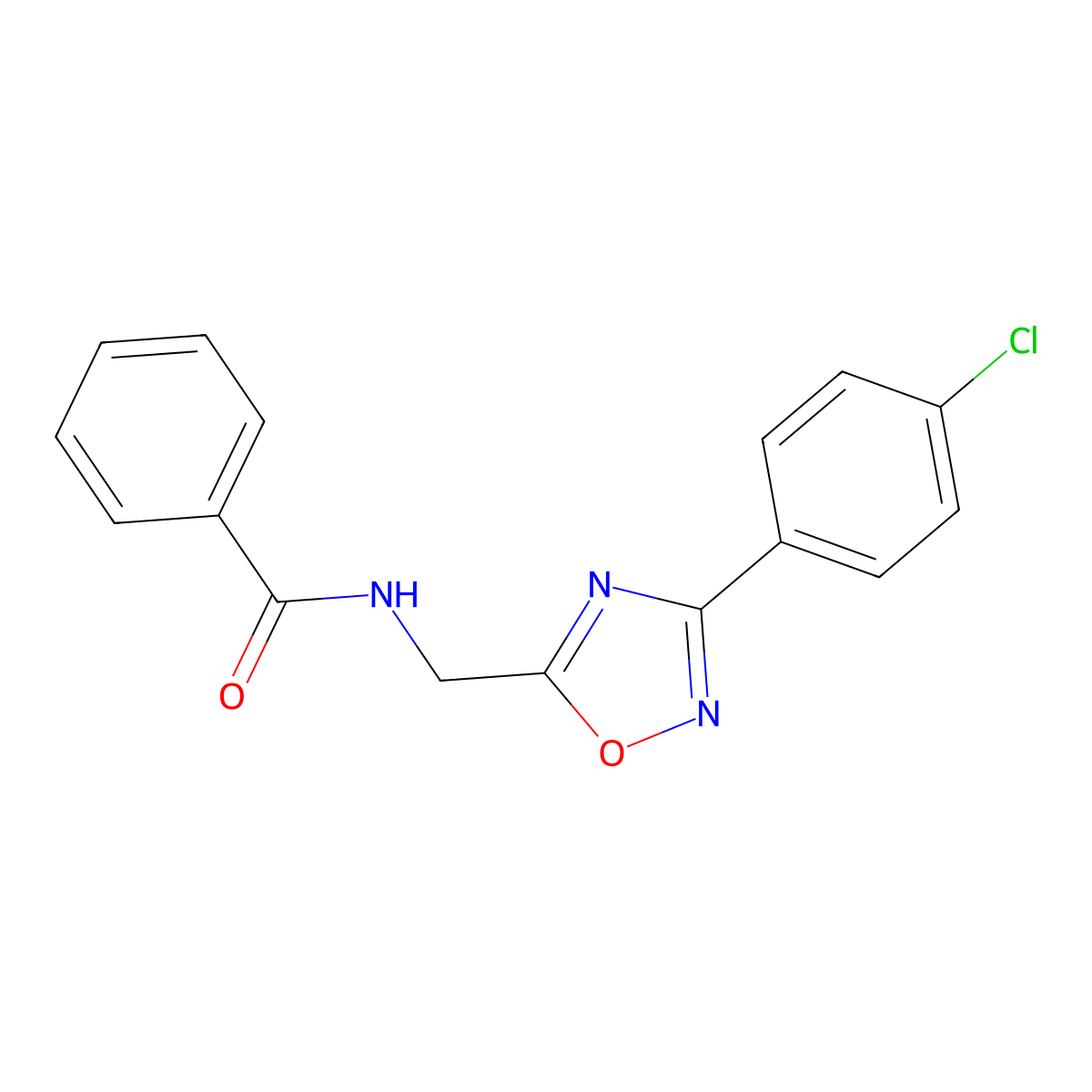 N-[[3-(4-chlorophenyl)-1,2,4-oxadiazol-5-yl]methyl]benzamide molecular structure, CAS 838888-65-6