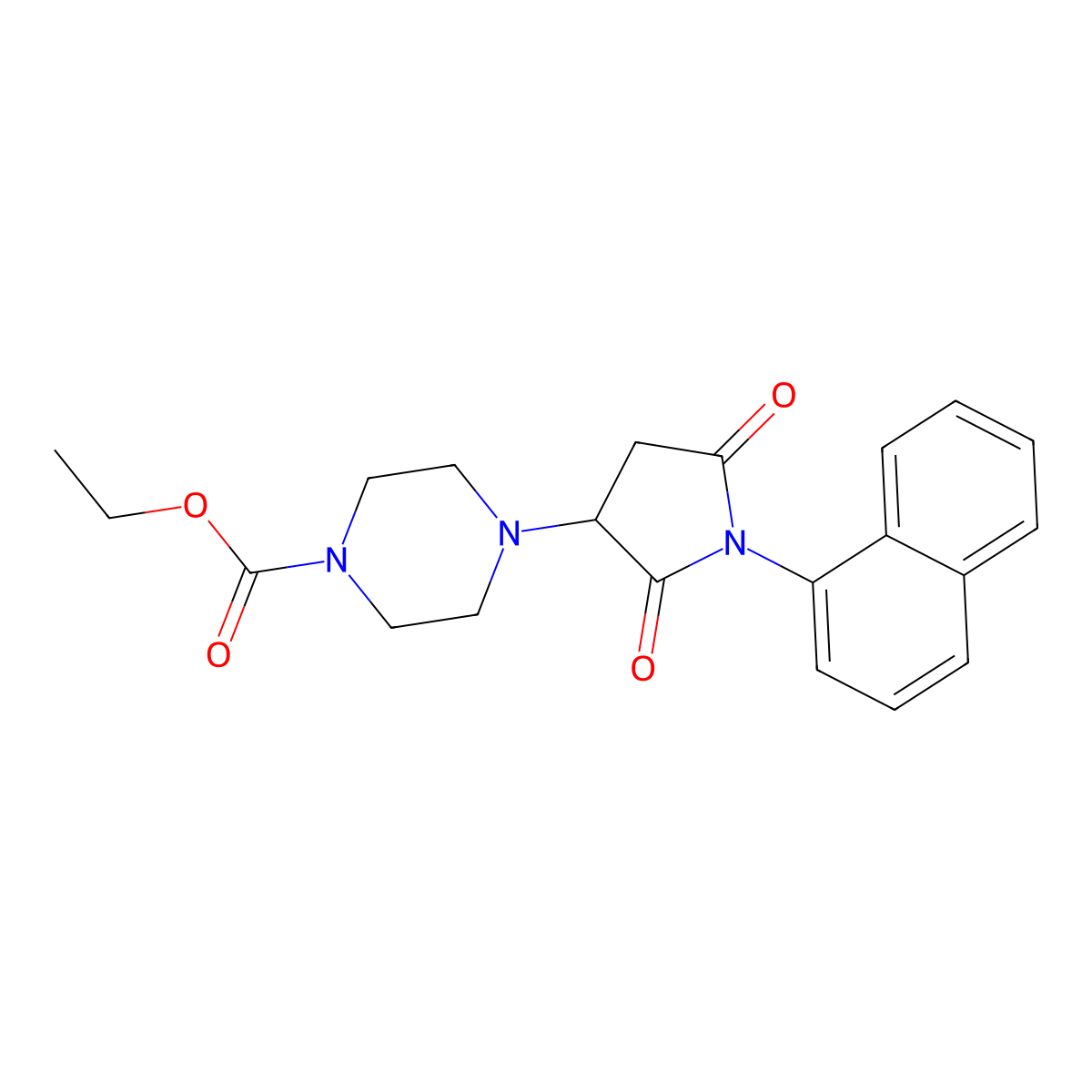 Ethyl 4-[1-(naphthalen-1-yl)-2,5-dioxopyrrolidin-3-yl]piperazine-1-carboxylate molecular structure, CAS 838889-15-9