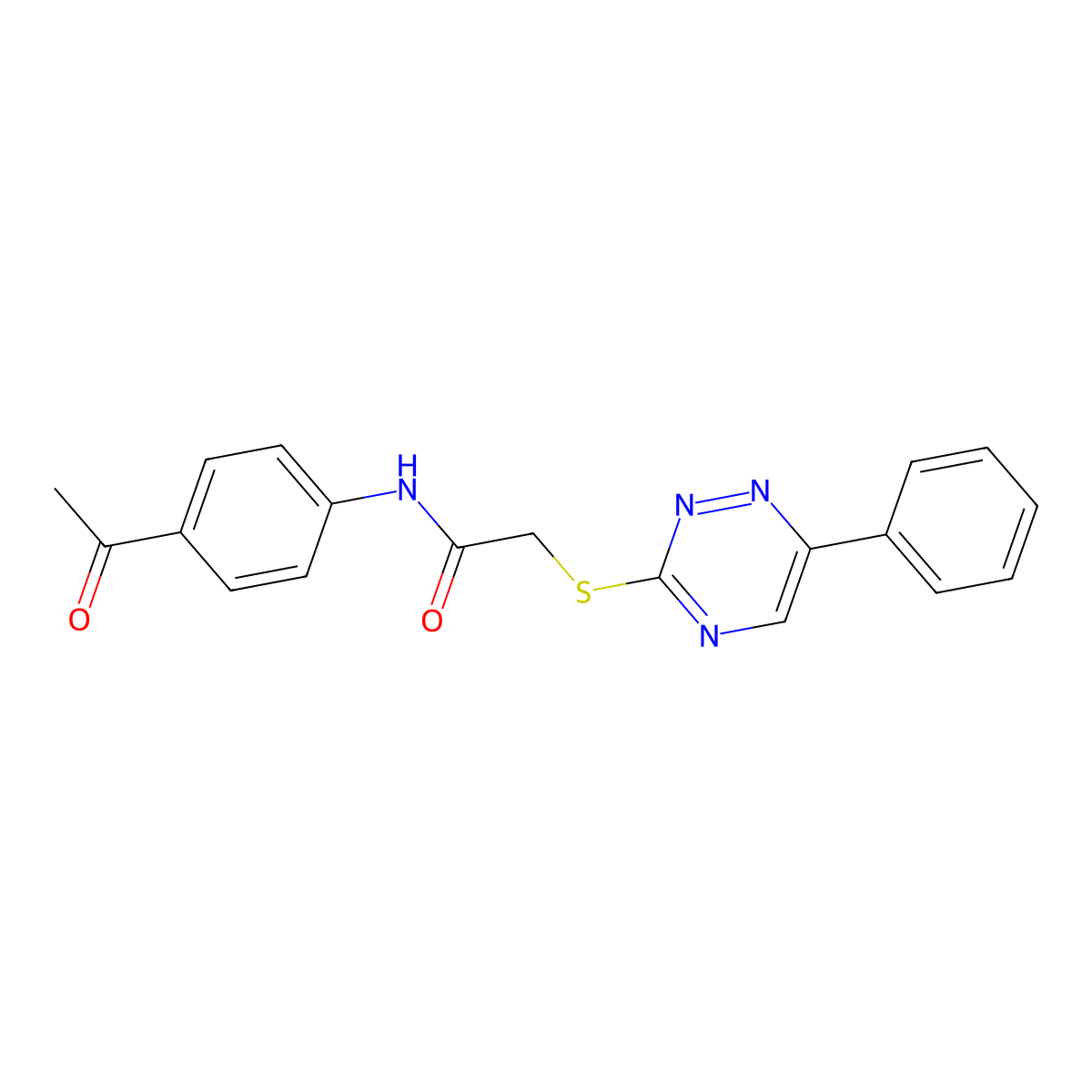 N-(4-acetylphenyl)-2-[(6-phenyl-1,2,4-triazin-3-yl)sulfanyl]acetamide molecular structure, CAS 838889-23-9