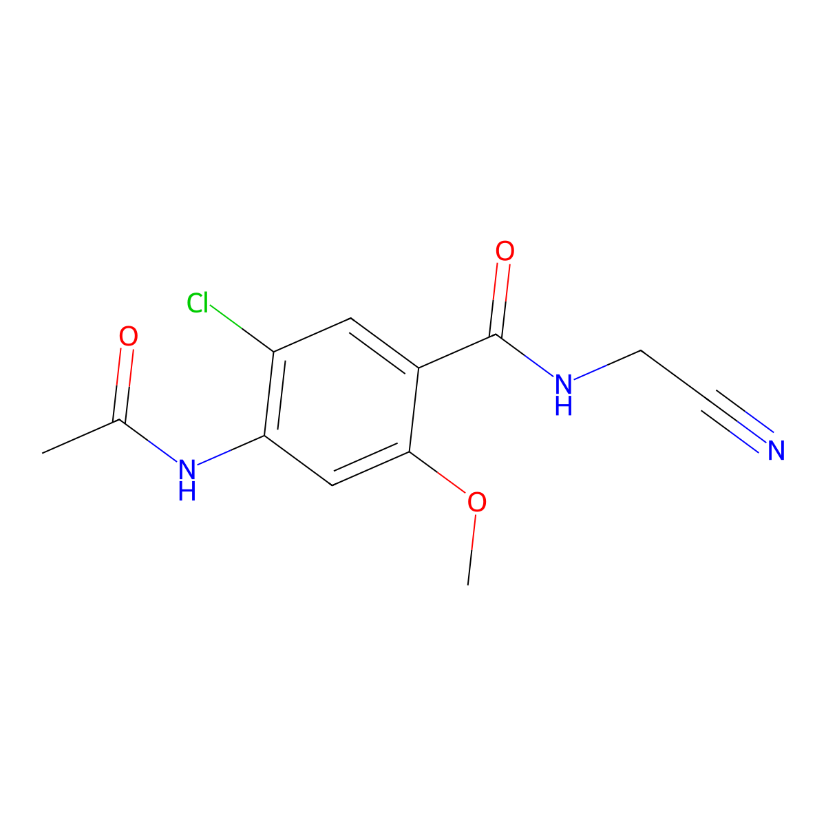 4-acetamido-5-chloro-N-(cyanomethyl)-2-methoxybenzamide molecular structure, CAS 838889-53-5