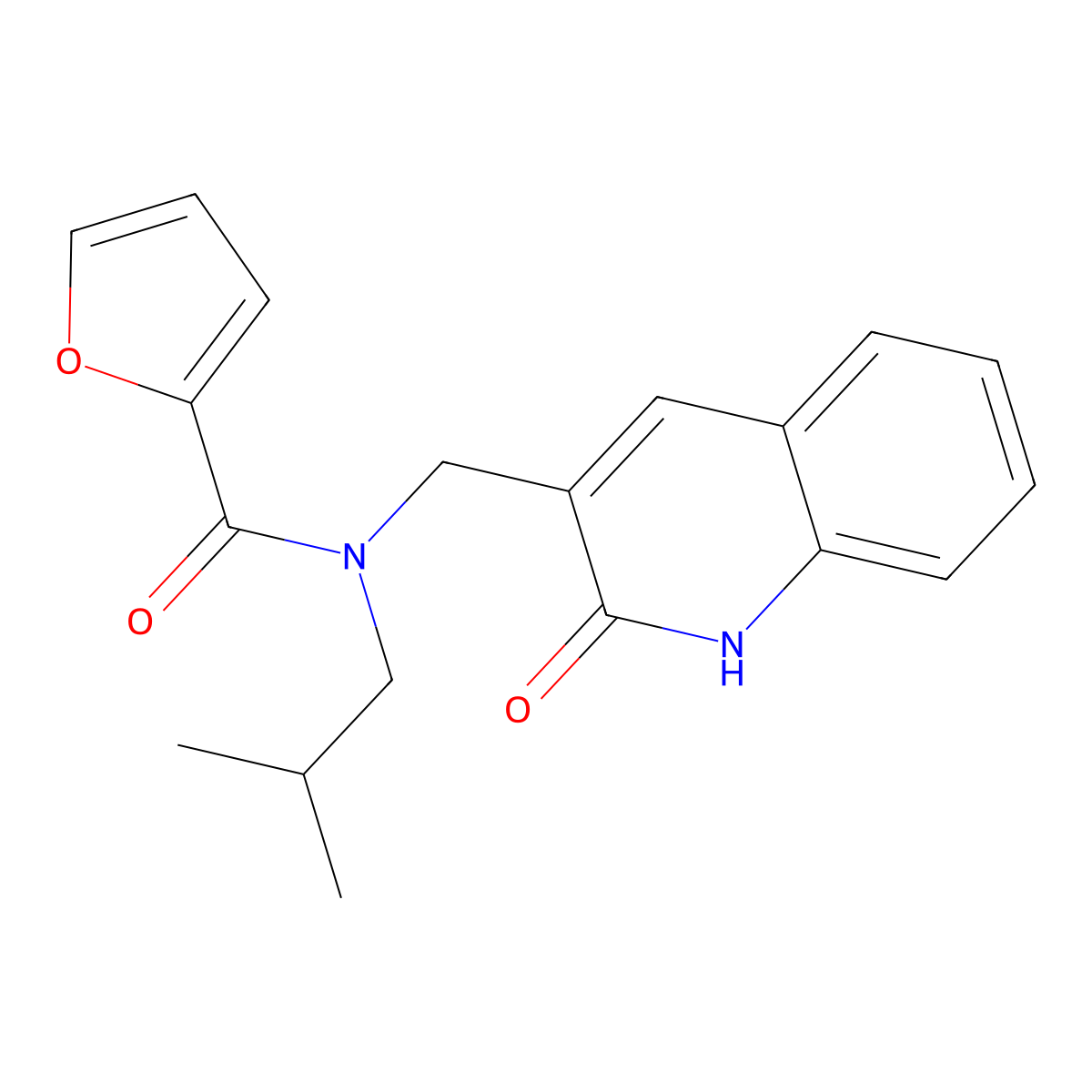 N-(2-methylpropyl)-N-[(2-oxo-1H-quinolin-3-yl)methyl]furan-2-carboxamide molecular structure, CAS 838889-76-2