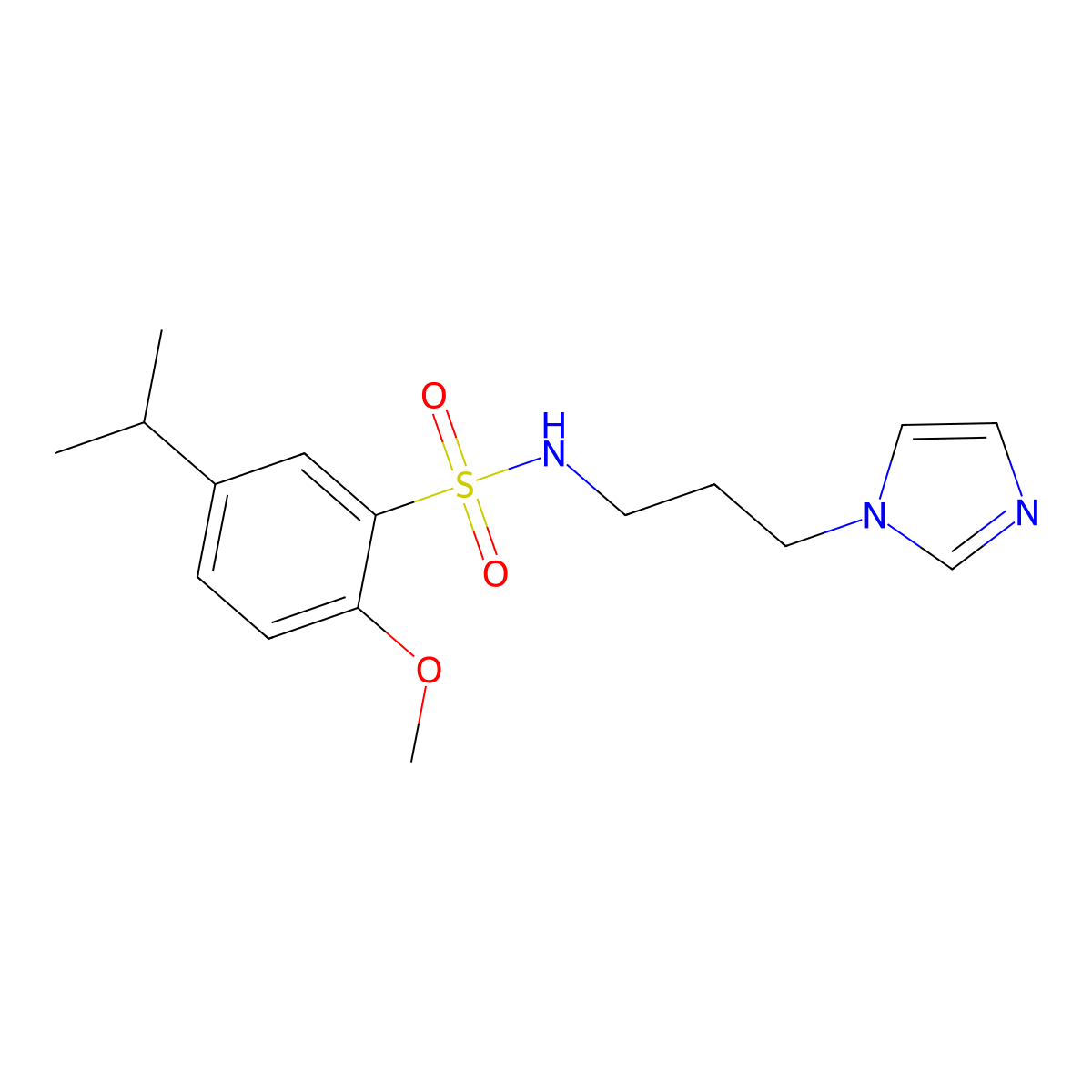 N-(3-Imidazol-1-yl-propyl)-5-isopropyl-2-methoxy-benzenesulfonamide molecular structure, CAS 838889-89-7