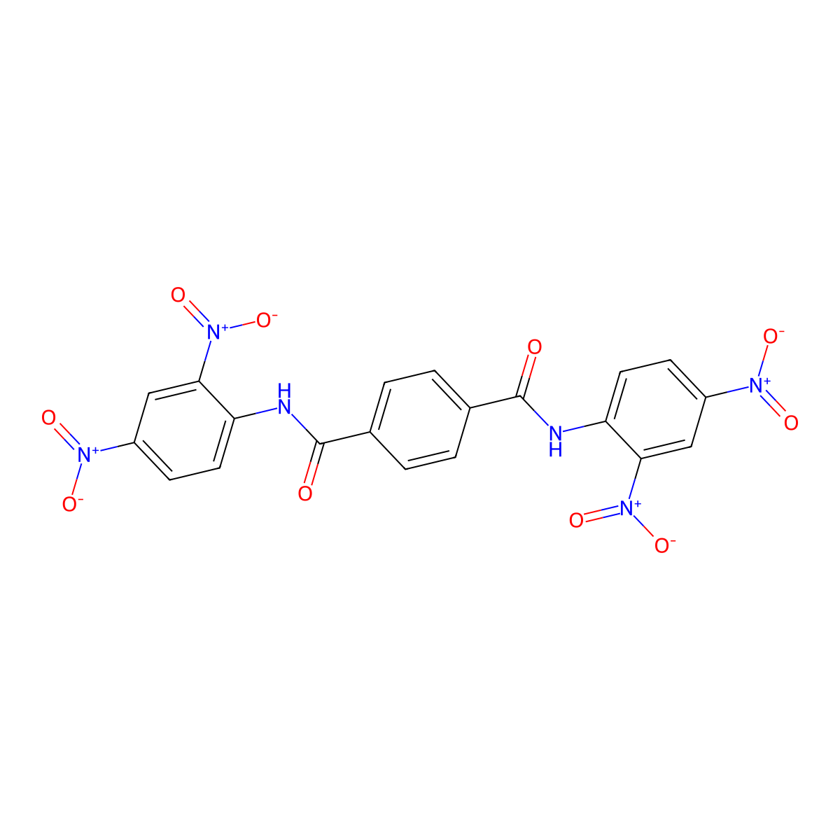 1,4-Benzenedicarboxamide, N,N'-bis(2,4-dinitrophenyl)- molecular structure, CAS 83889-66-1