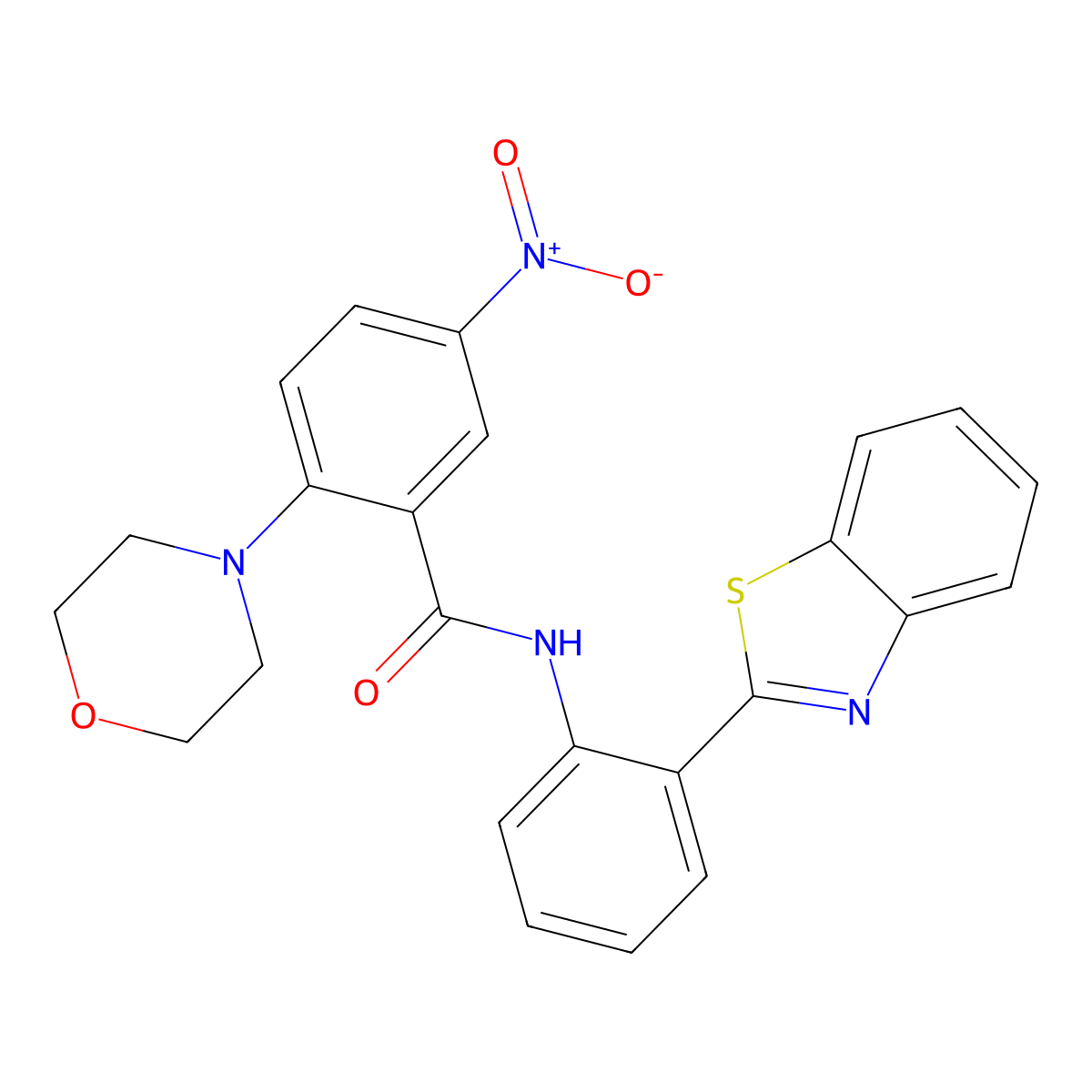 N-[2-(1,3-benzothiazol-2-yl)phenyl]-2-morpholin-4-yl-5-nitrobenzamide molecular structure, CAS 838890-00-9