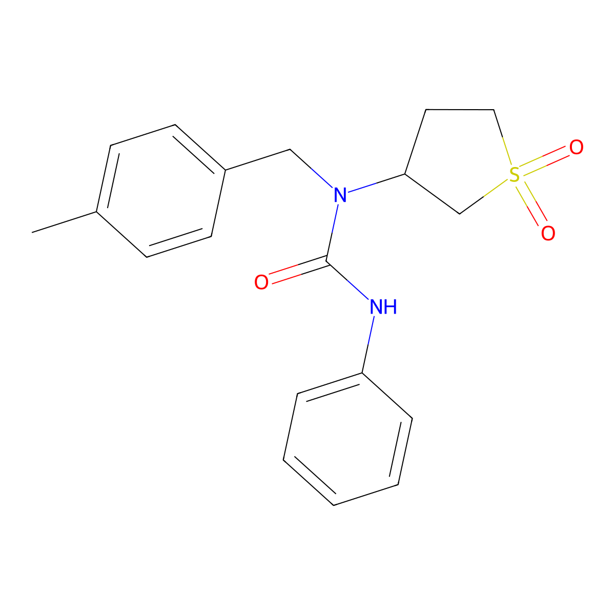 1-(1,1-Dioxidotetrahydrothiophen-3-yl)-1-(4-methylbenzyl)-3-phenylurea molecular structure, CAS 838890-02-1
