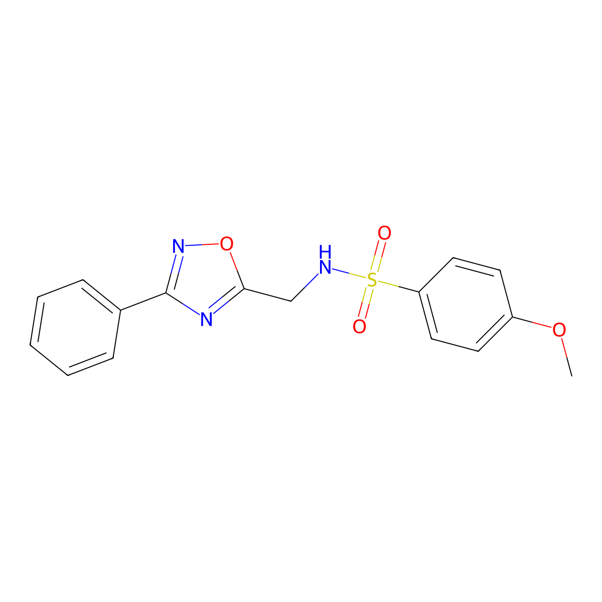 4-methoxy-N-[(3-phenyl-1,2,4-oxadiazol-5-yl)methyl]benzenesulfonamide molecular structure, CAS 838890-03-2