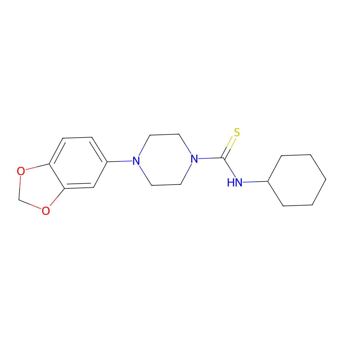4-(1,3-benzodioxol-5-yl)-N-cyclohexyl-1-piperazinecarbothioamide molecular structure, CAS 838890-05-4