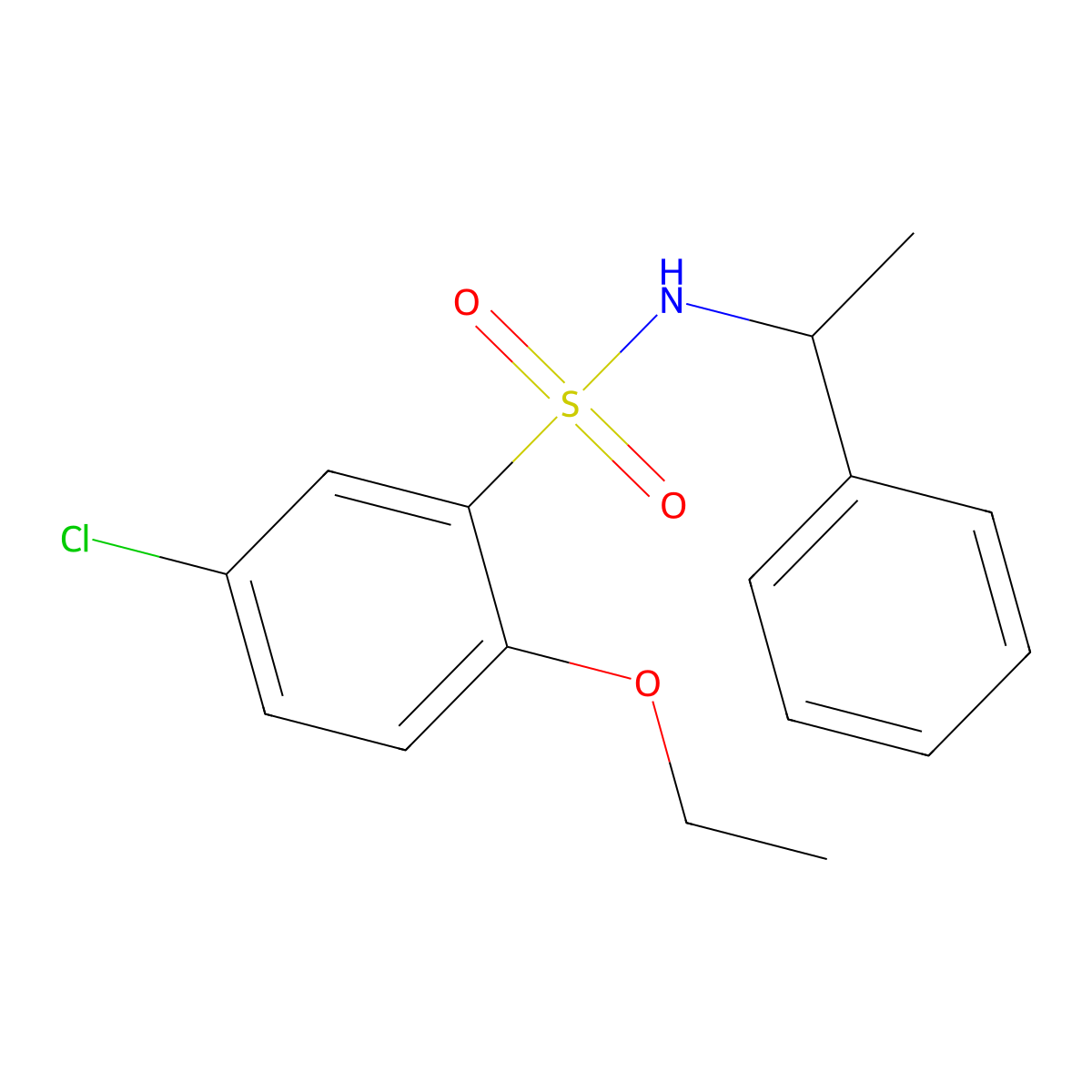5-chloro-2-ethoxy-N-(1-phenylethyl)benzenesulfonamide molecular structure, CAS 838890-09-8