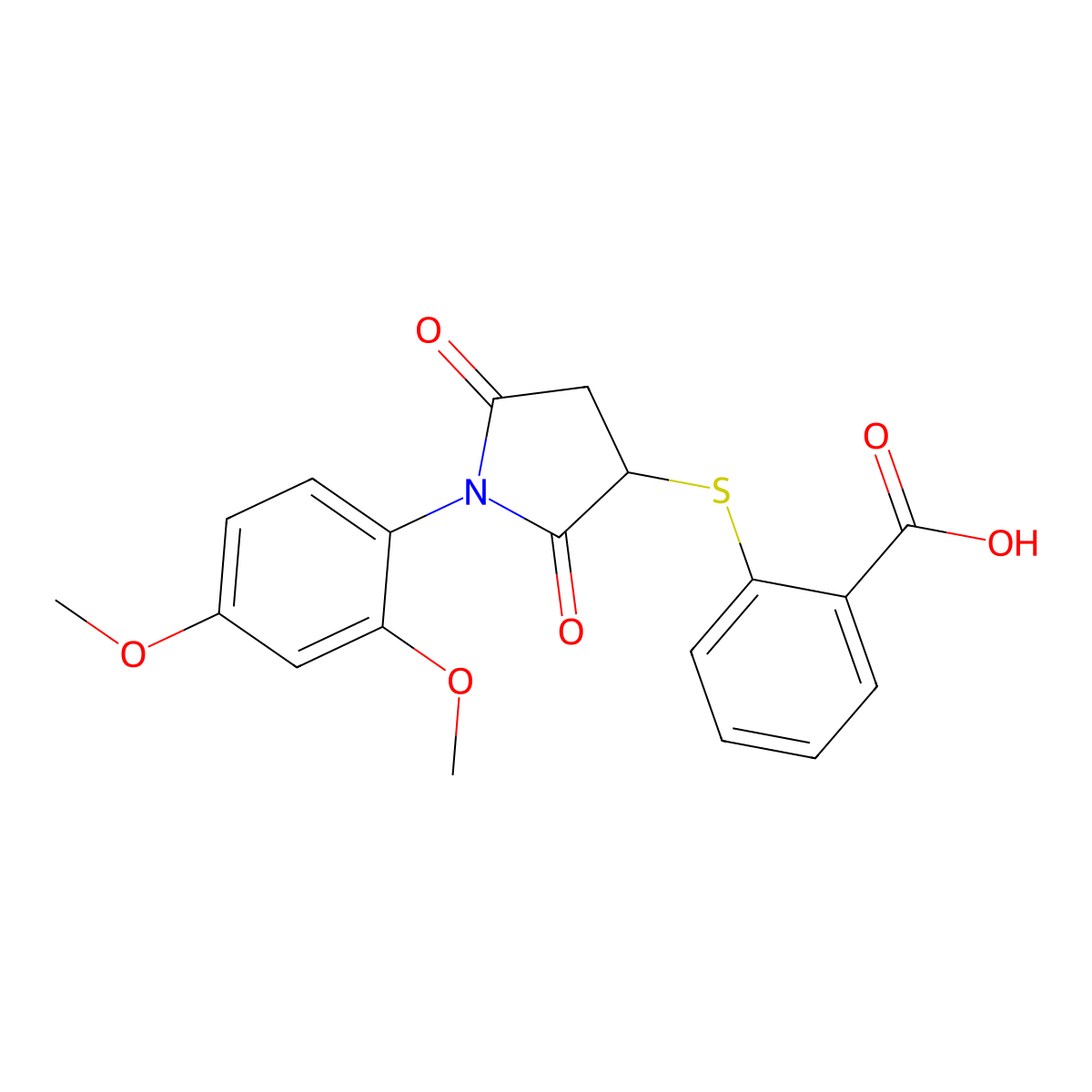 2-{[1-(2,4-Dimethoxyphenyl)-2,5-dioxopyrrolidin-3-yl]sulfanyl}benzoic acid molecular structure, CAS 838890-15-6