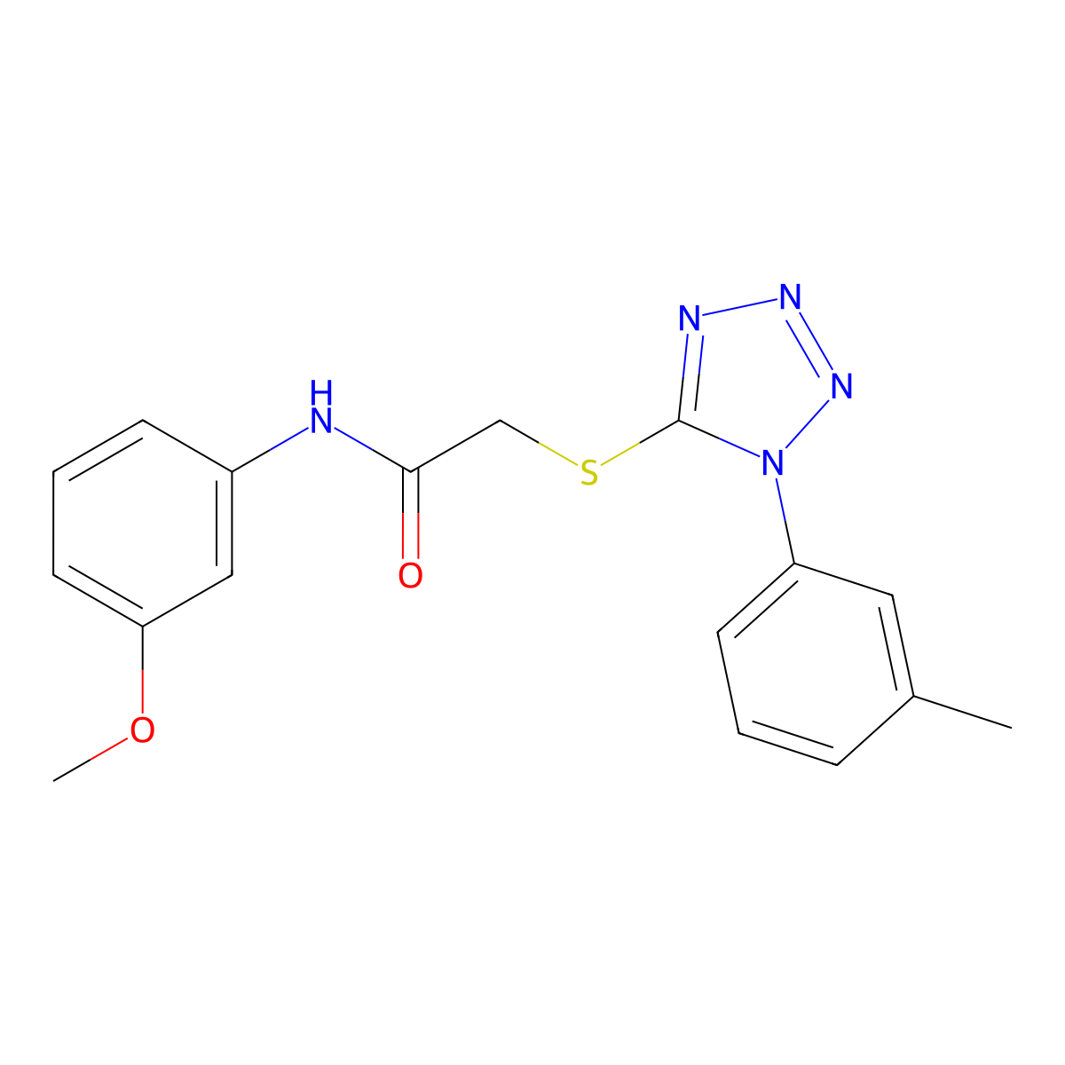 N-(3-methoxyphenyl)-2-[1-(3-methylphenyl)tetrazol-5-yl]sulfanylacetamide molecular structure, CAS 838890-24-7