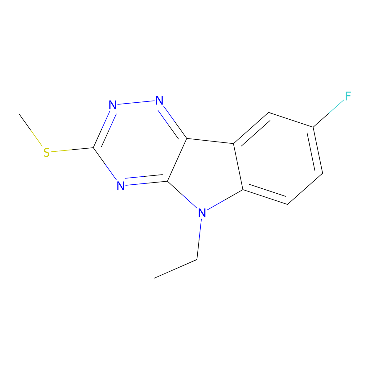 5-Ethyl-8-fluoro-3-methylsulfanyl-[1,2,4]triazino[5,6-b]indole molecular structure, CAS 838890-26-9
