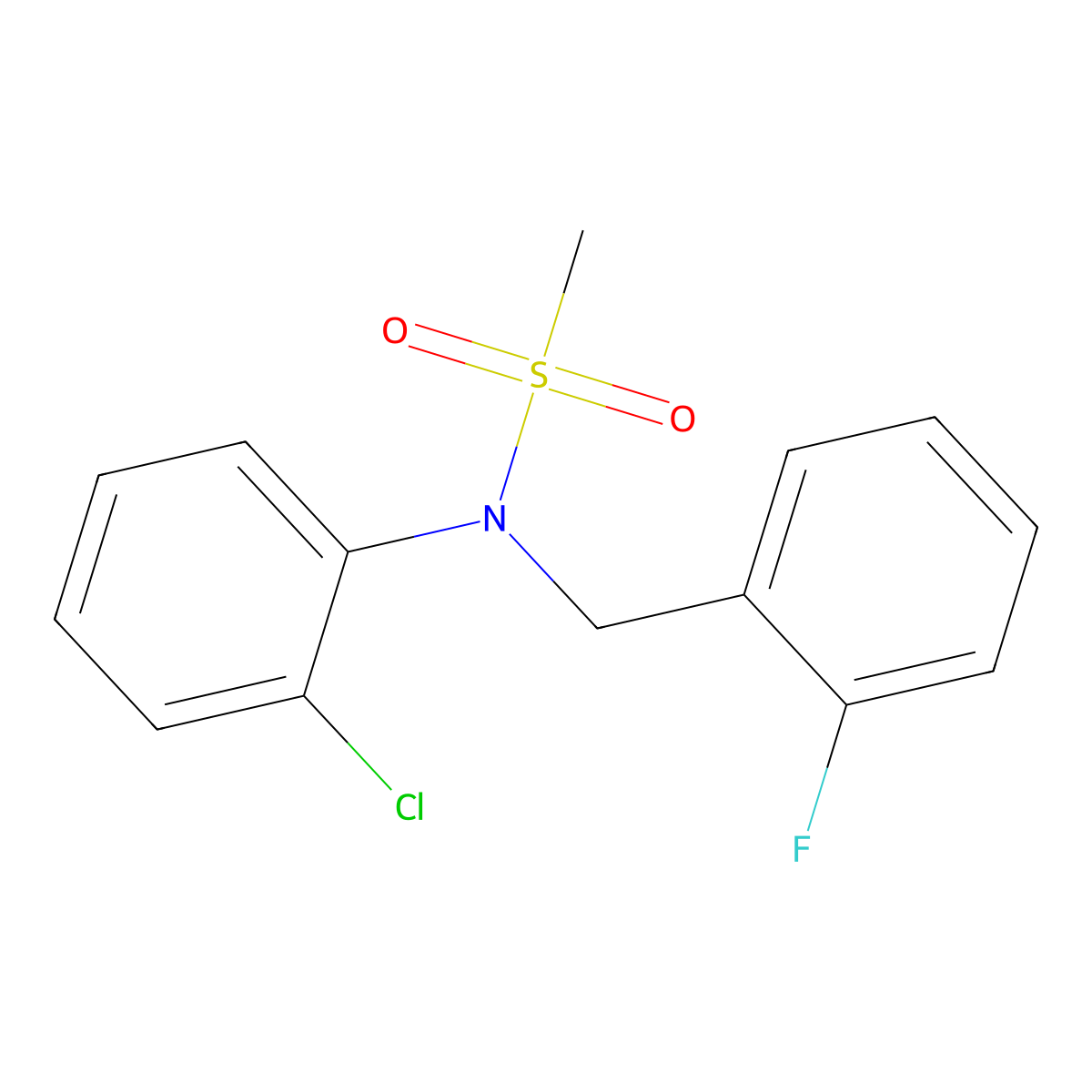 N-(2-chlorophenyl)-N-(2-fluorobenzyl)methanesulfonamide molecular structure, CAS 838890-33-8