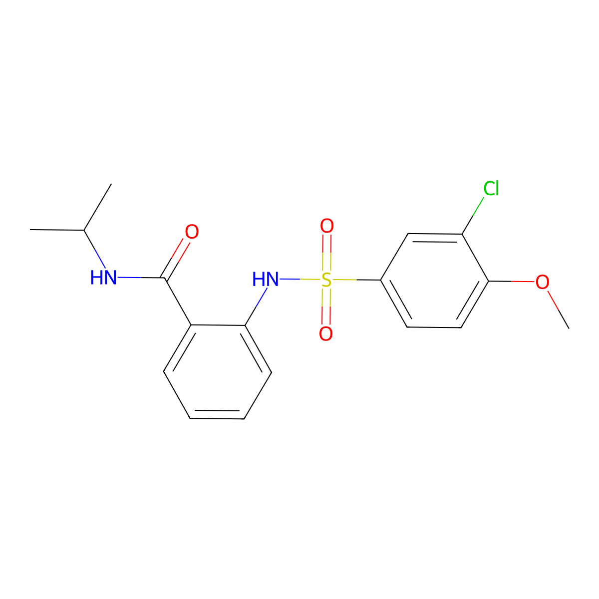 2-[(3-chloro-4-methoxyphenyl)sulfonylamino]-N-propan-2-ylbenzamide molecular structure, CAS 838890-49-6