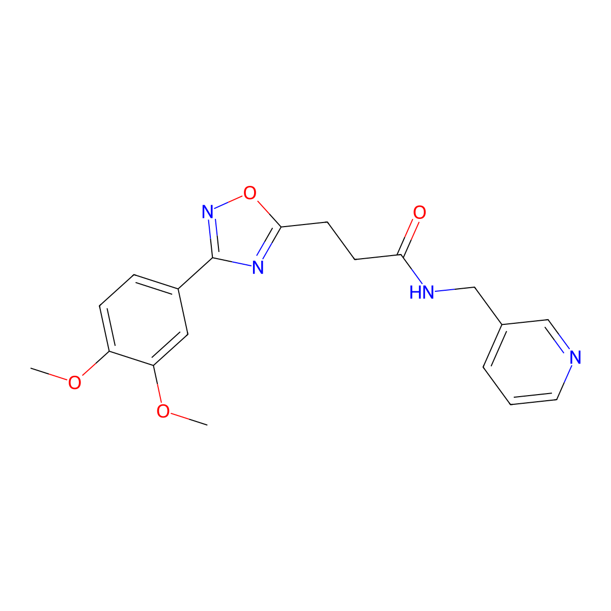 3-[3-(3,4-dimethoxyphenyl)-1,2,4-oxadiazol-5-yl]-N-(pyridin-3-ylmethyl)propanamide molecular structure, CAS 838890-60-1