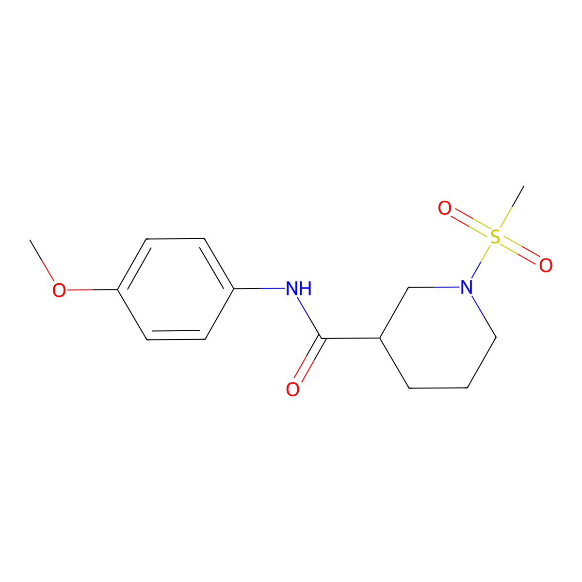 N-(4-methoxyphenyl)-1-(methylsulfonyl)piperidine-3-carboxamide molecular structure, CAS 838890-80-5