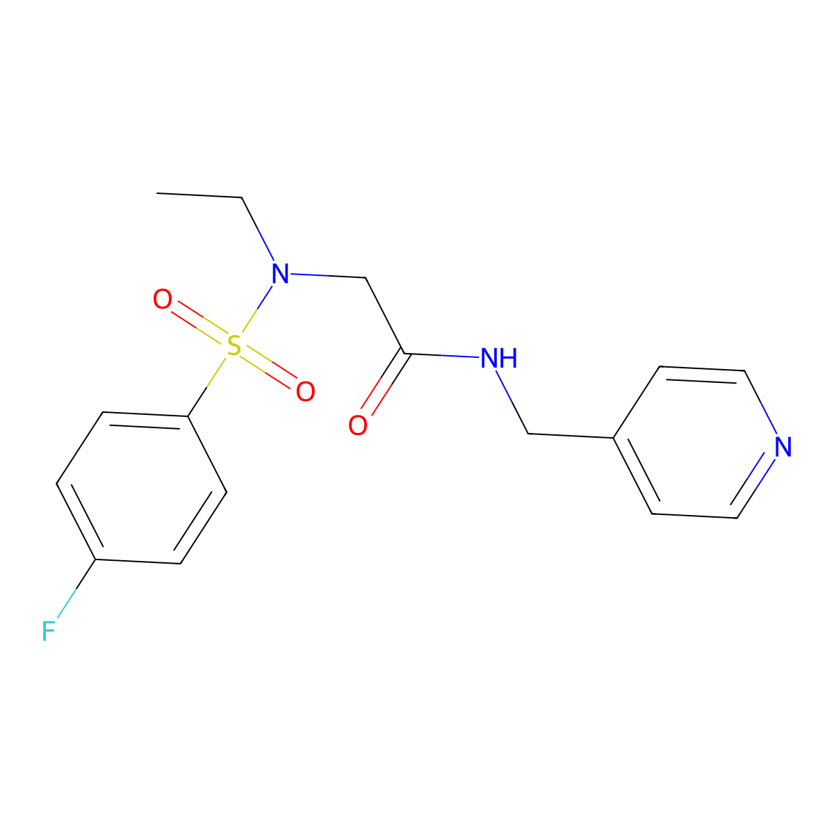 2-[ethyl-(4-fluorophenyl)sulfonylamino]-N-(pyridin-4-ylmethyl)acetamide molecular structure, CAS 838890-93-0