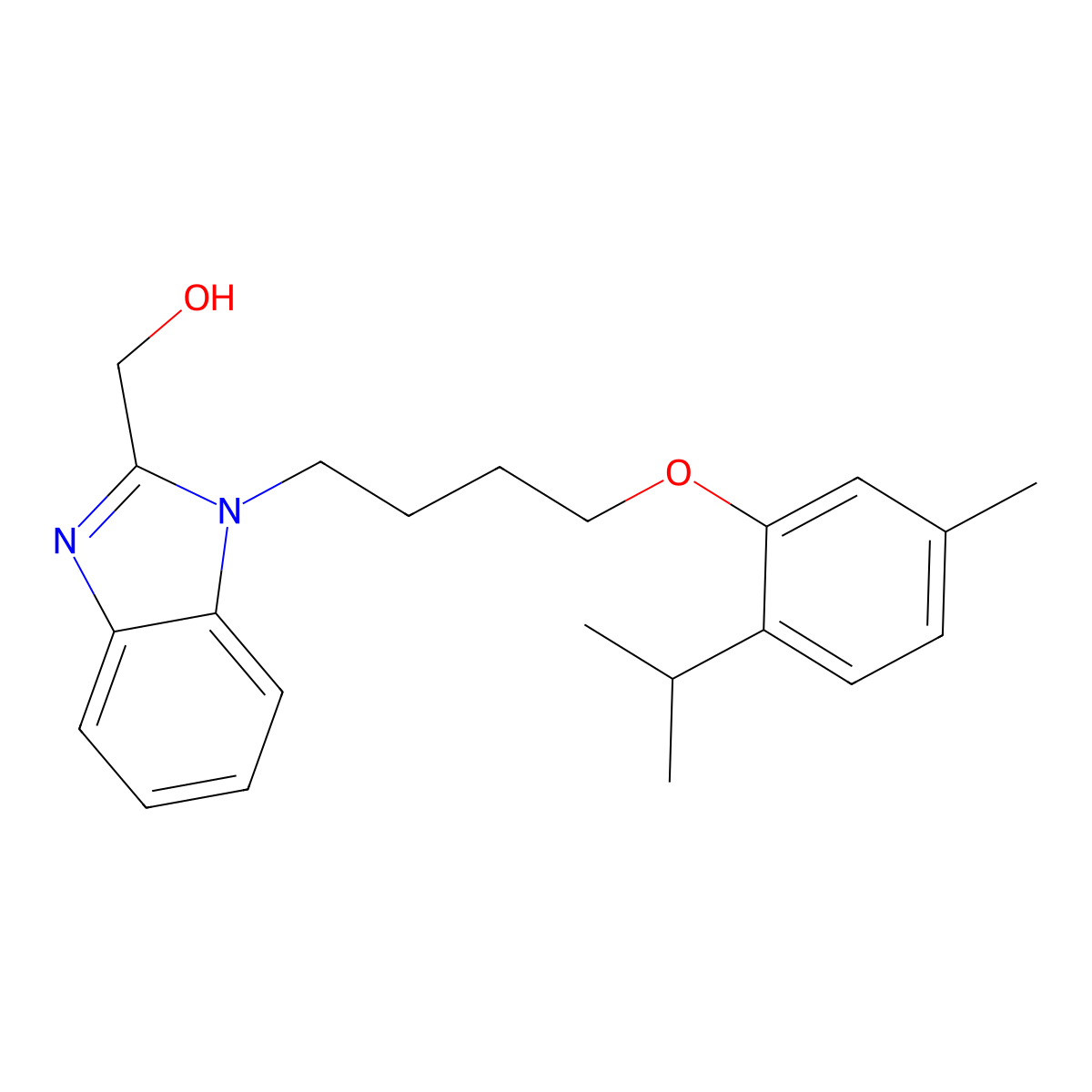 [1-[4-(5-Methyl-2-propan-2-ylphenoxy)butyl]benzimidazol-2-yl]methanol molecular structure, CAS 838890-95-2