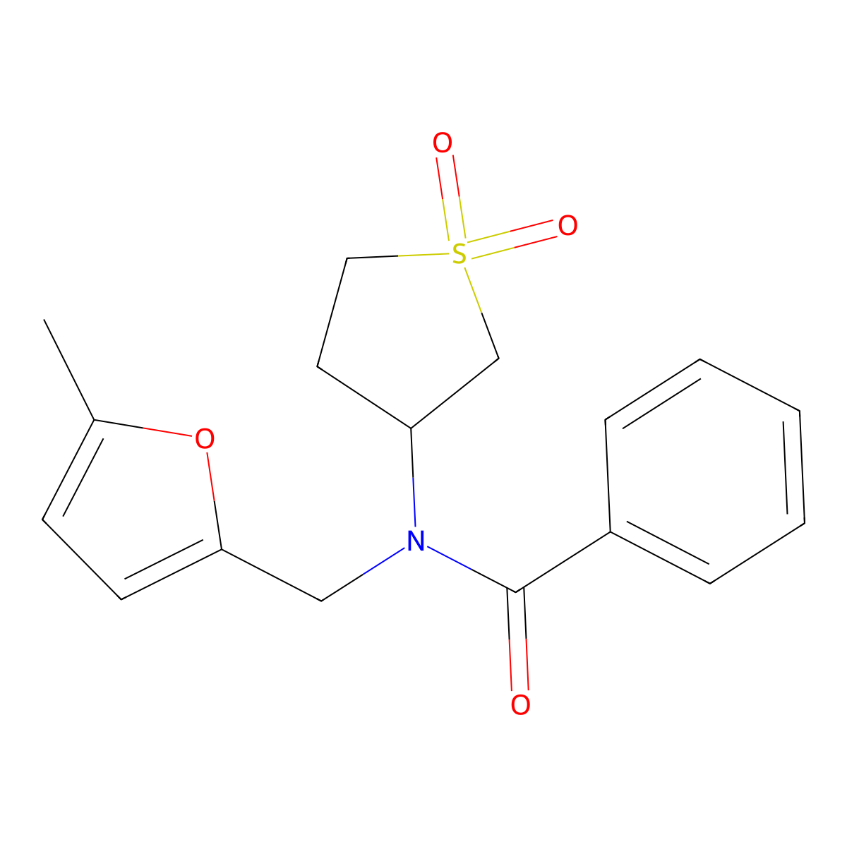 N-(1,1-dioxidotetrahydrothiophen-3-yl)-N-[(5-methylfuran-2-yl)methyl]benzamide molecular structure, CAS 838891-04-6