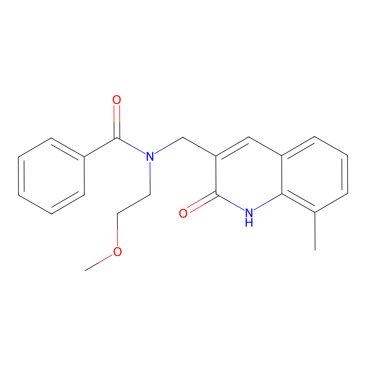 N-(2-methoxyethyl)-N-[(8-methyl-2-oxo-1H-quinolin-3-yl)methyl]benzamide molecular structure, CAS 838891-08-0