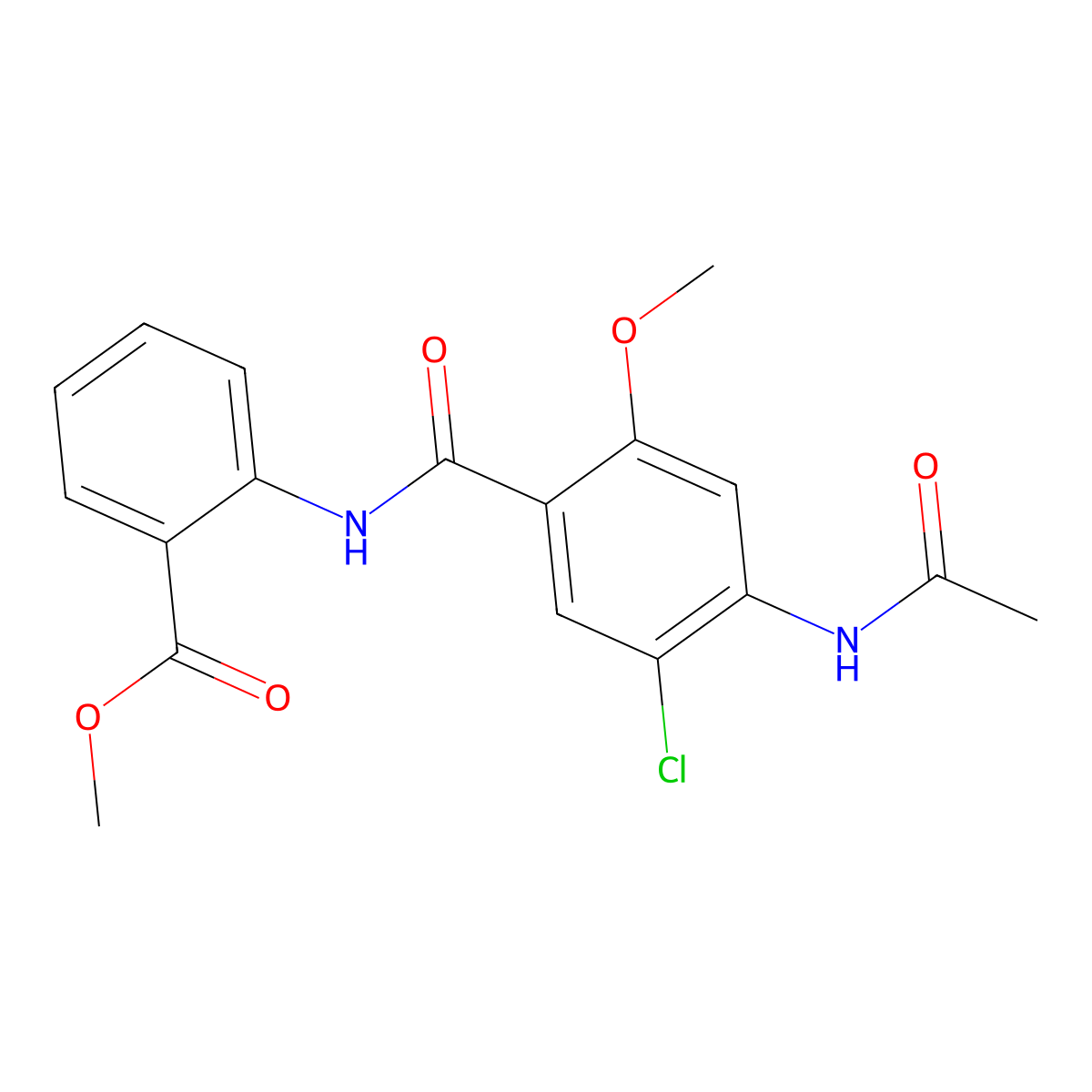 Methyl 2-{[4-(acetylamino)-5-chloro-2-methoxyphenyl]carbonylamino}benzoate molecular structure, CAS 838891-26-2