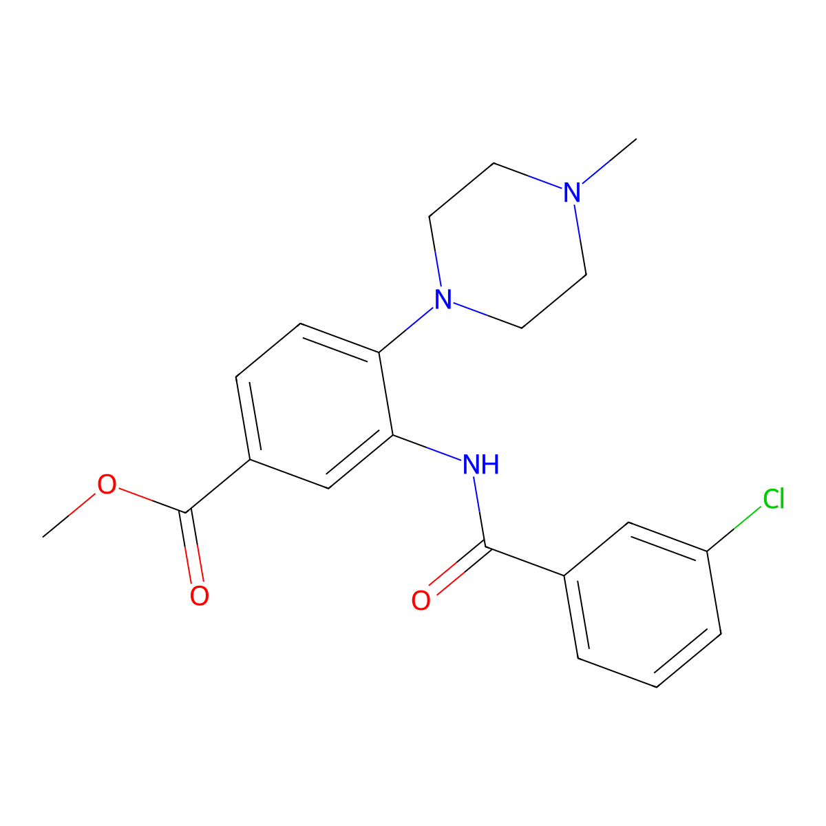 Methyl 3-(3-chlorobenzamido)-4-(4-methylpiperazin-1-YL)benzoate molecular structure, CAS 838891-51-3