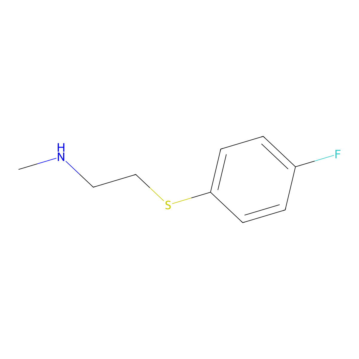 {2-[(4-Fluorophenyl)sulfanyl]ethyl}(methyl)amine molecular structure, CAS 838892-92-5