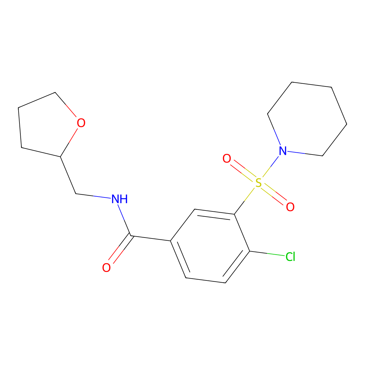 4-chloro-N-(oxolan-2-ylmethyl)-3-piperidin-1-ylsulfonylbenzamide molecular structure, CAS 838893-20-2