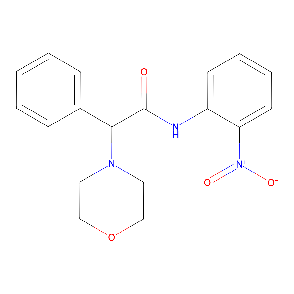 2-morpholin-4-yl-N-(2-nitrophenyl)-2-phenylacetamide molecular structure, CAS 838893-28-0