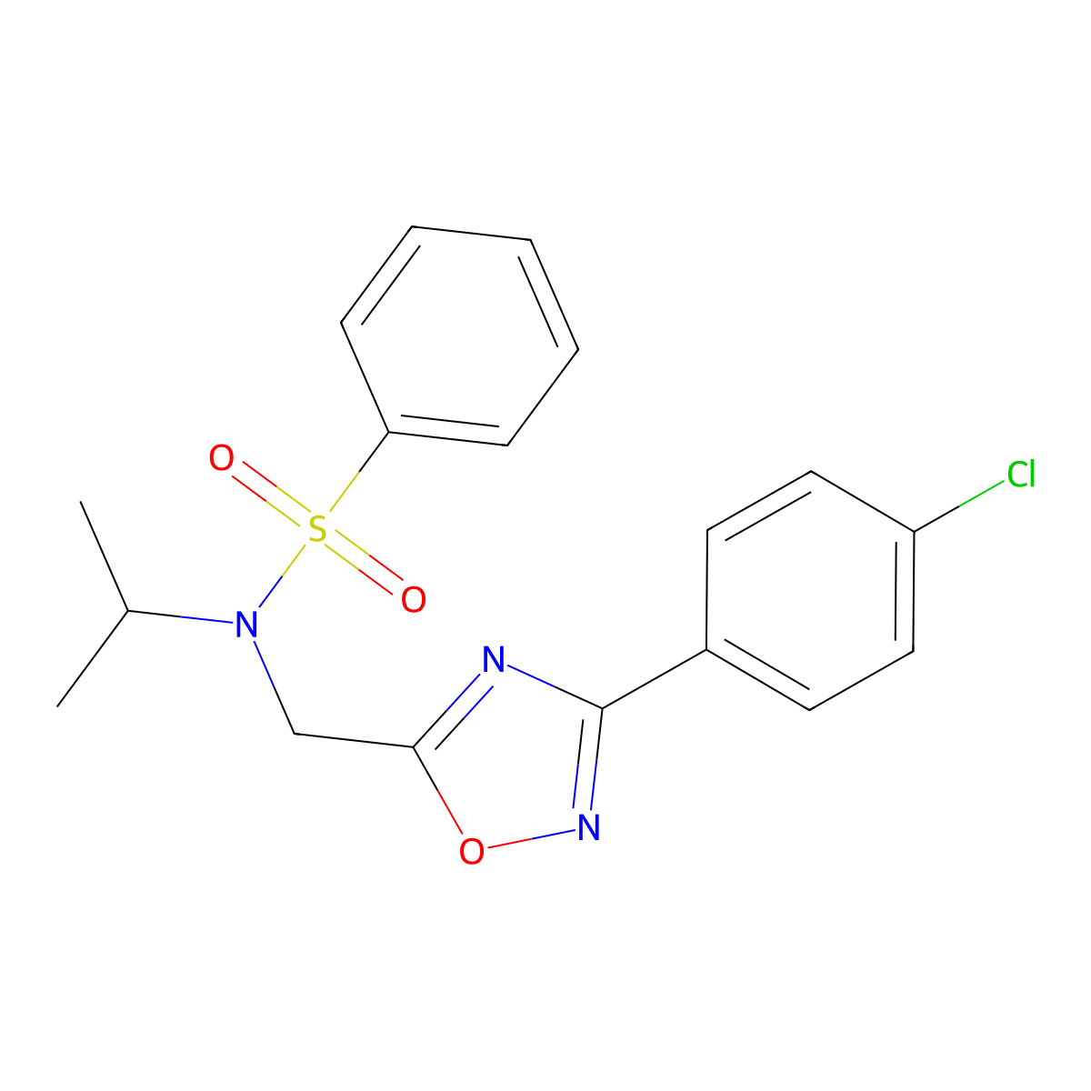 N-[[3-(4-chlorophenyl)-1,2,4-oxadiazol-5-yl]methyl]-N-propan-2-ylbenzenesulfonamide molecular structure, CAS 838893-35-9