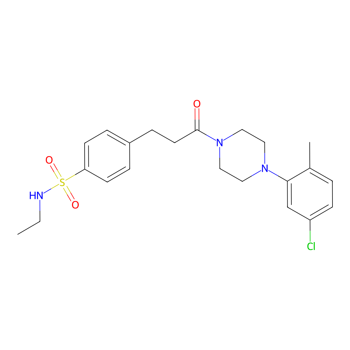 4-[3-[4-(5-chloro-2-methylphenyl)piperazin-1-yl]-3-oxopropyl]-N-ethylbenzenesulfonamide molecular structure, CAS 838893-67-7