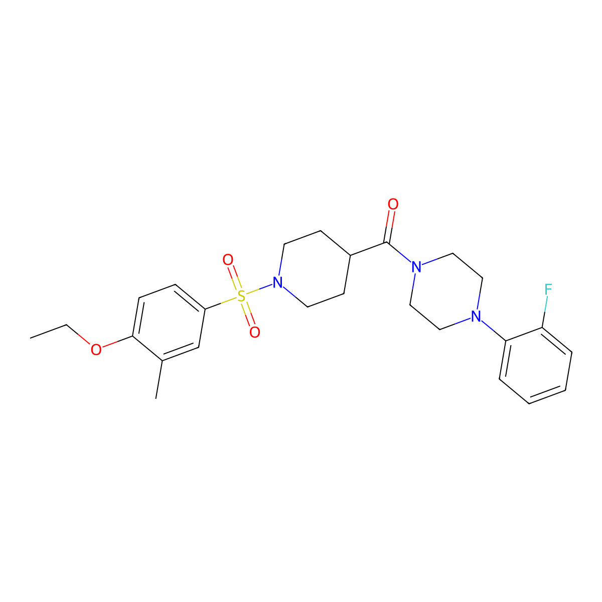[1-(4-Ethoxy-3-methylphenyl)sulfonylpiperidin-4-yl]-[4-(2-fluorophenyl)piperazin-1-yl]methanone molecular structure, CAS 838893-94-0