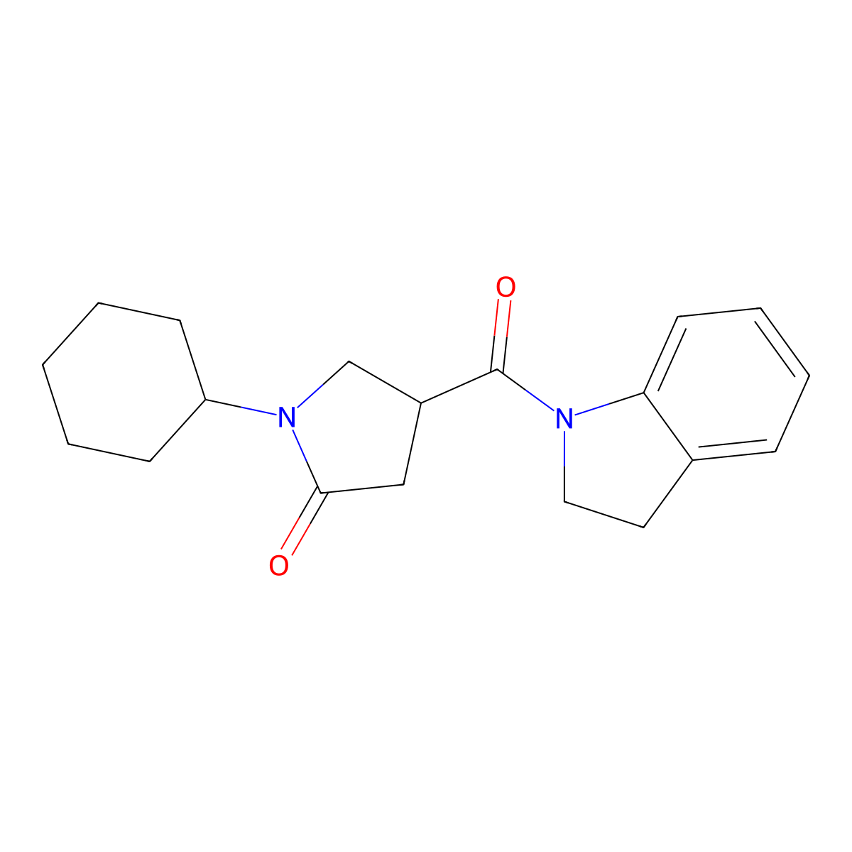 1-Cyclohexyl-4-(2,3-dihydroindole-1-carbonyl)pyrrolidin-2-one molecular structure, CAS 838894-04-5