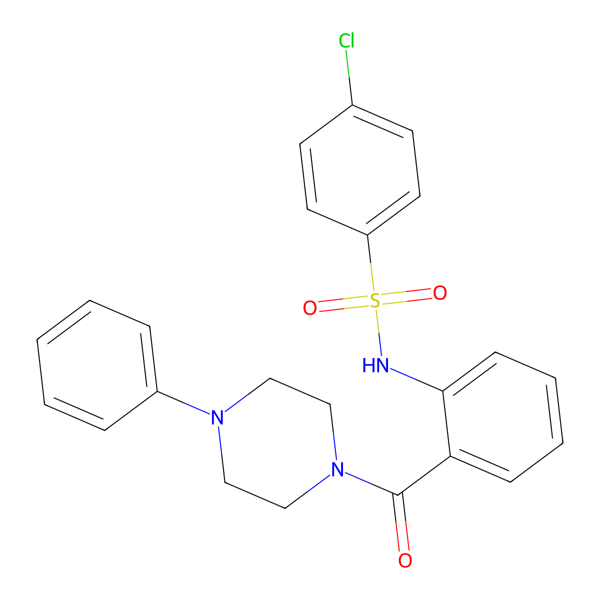 4-chloro-N-(2-(4-phenylpiperazine-1-carbonyl)phenyl)benzenesulfonamide molecular structure, CAS 838894-42-1