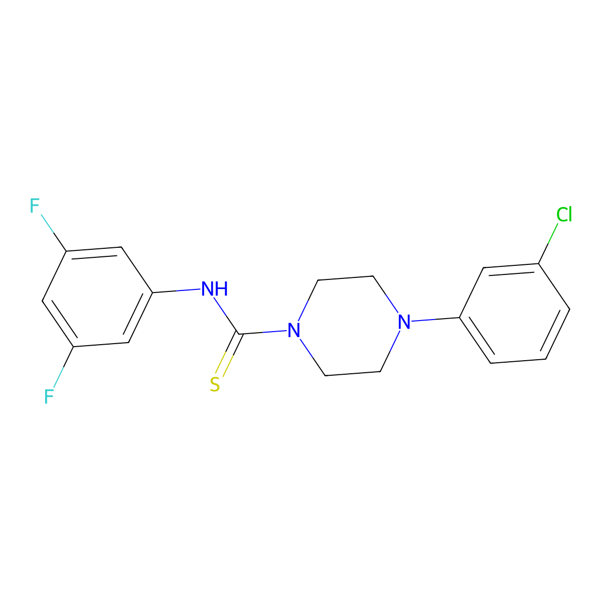 4-(3-chlorophenyl)-N-(3,5-difluorophenyl)piperazine-1-carbothioamide molecular structure, CAS 838894-64-7