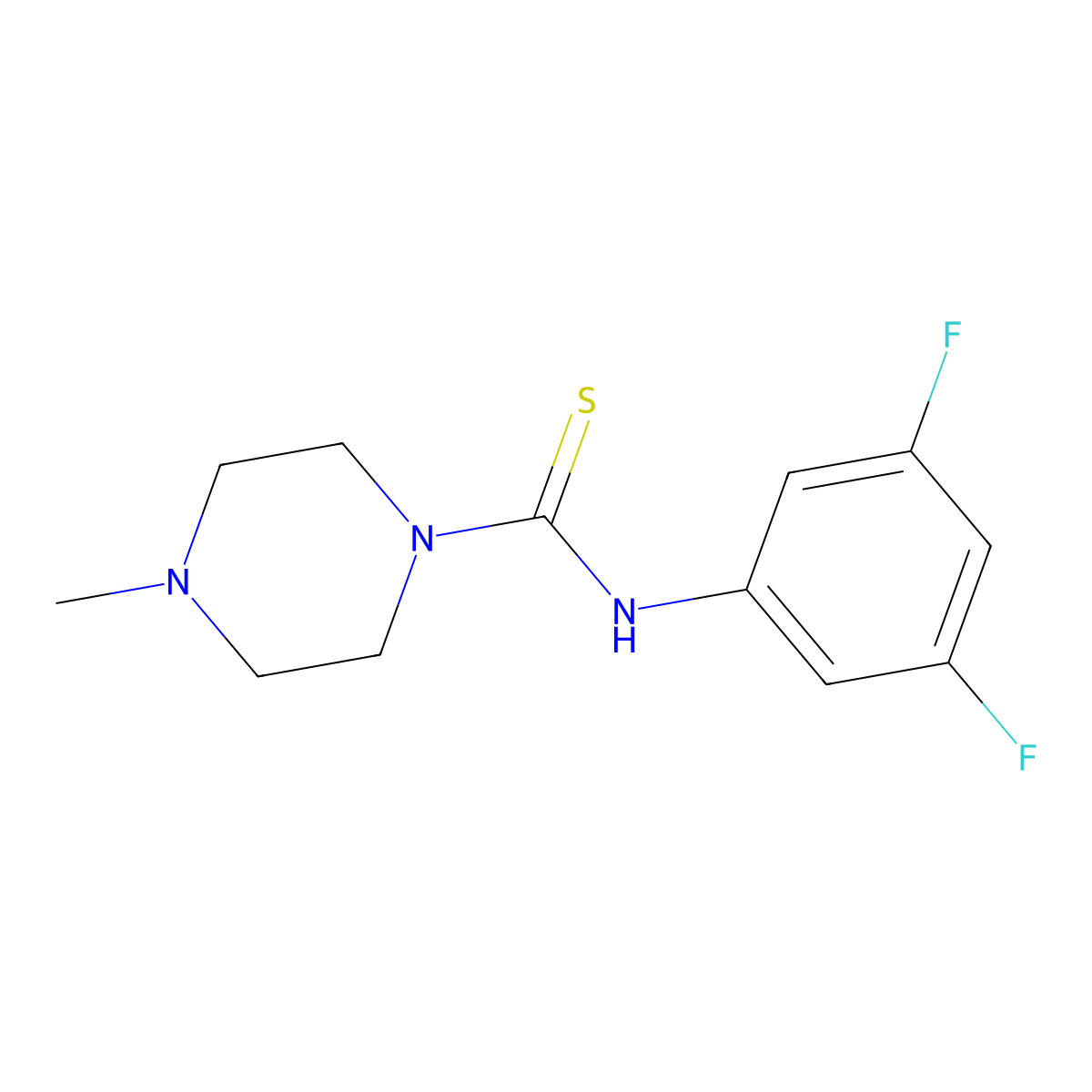 N-(3,5-difluorophenyl)-4-methylpiperazine-1-carbothioamide molecular structure, CAS 838894-69-2