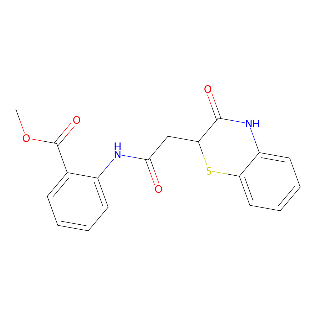 methyl 2-[[2-(3-oxo-4H-1,4-benzothiazin-2-yl)acetyl]amino]benzoate molecular structure, CAS 838894-74-9