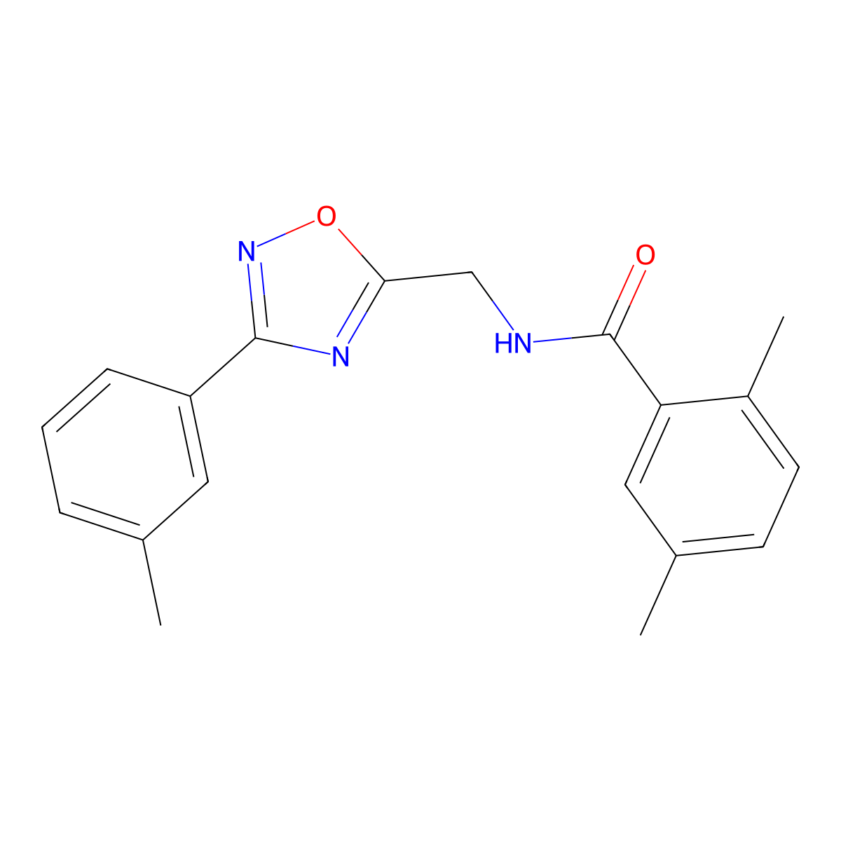 2,5-dimethyl-N-[[3-(3-methylphenyl)-1,2,4-oxadiazol-5-yl]methyl]benzamide molecular structure, CAS 838895-03-7